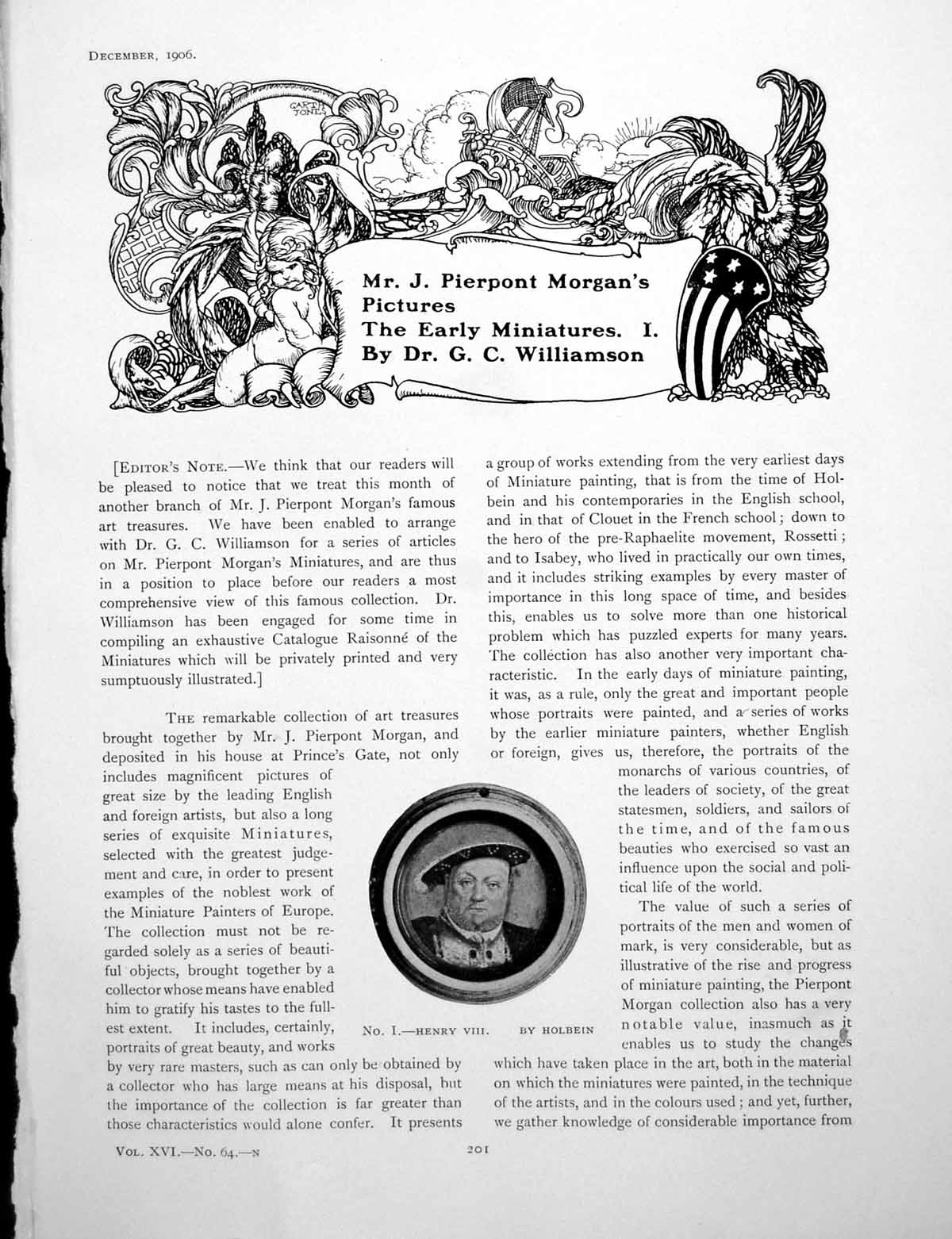 Antique Old Print Mr J P Morgan'S Pictures Early Miniatures IPages 1906