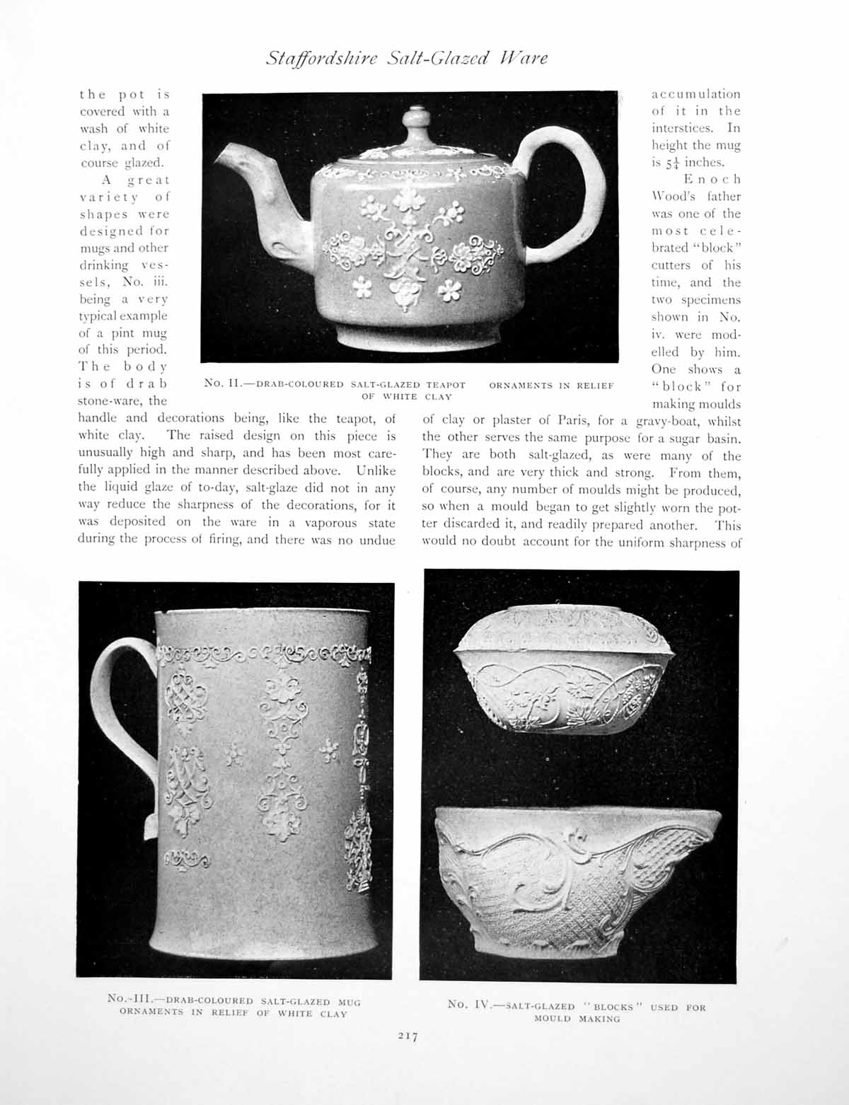 Antique Old Print Rare Specimens Staffordshire Salt-Glazed WarePages 1906