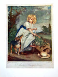 Antique Old Print Master Henry Young Lad Digging Garden Dog Wheelbarrow 1906