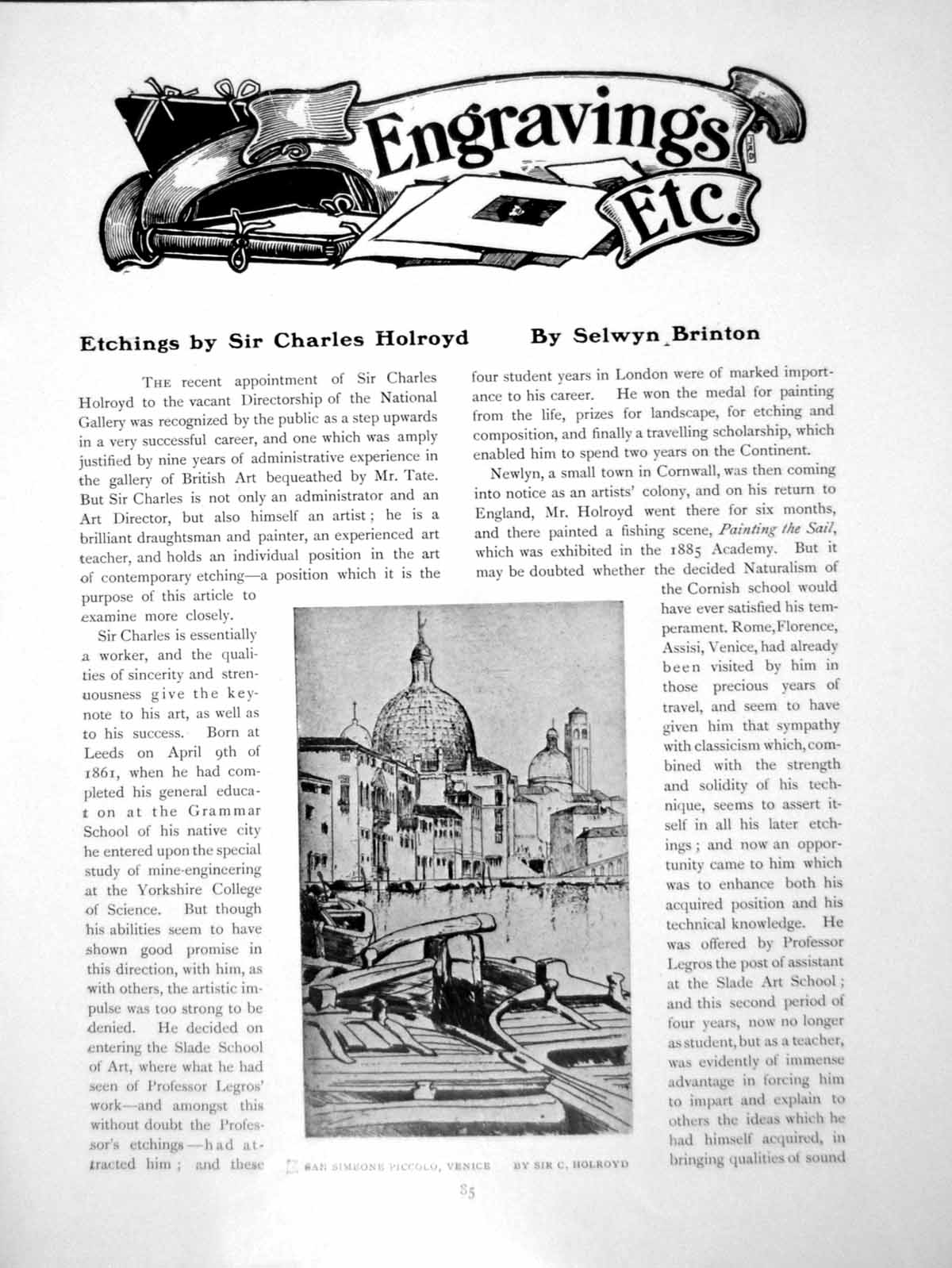 Antique Print Etchings By Charles Holroyd San Simeone PiccoloPages 1907