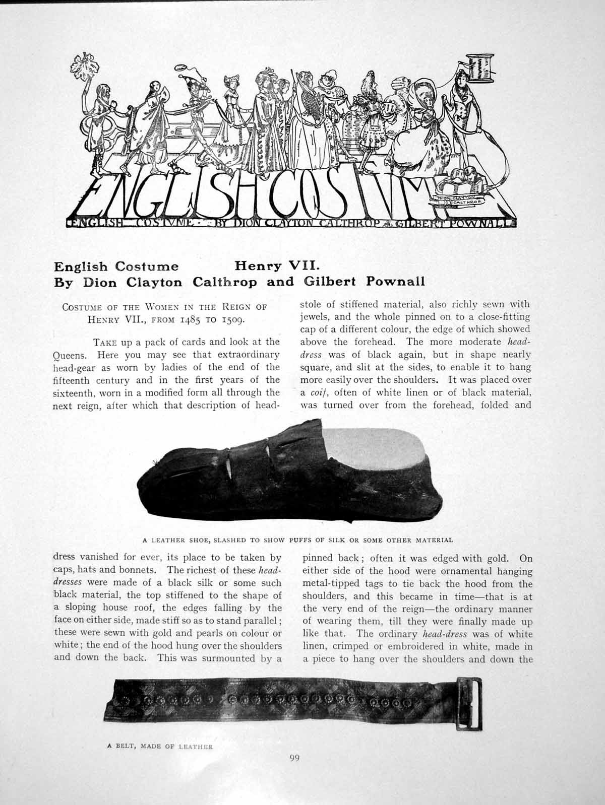 Original Old Antique Print English Costume Women In Time Henry ViiPages 1907