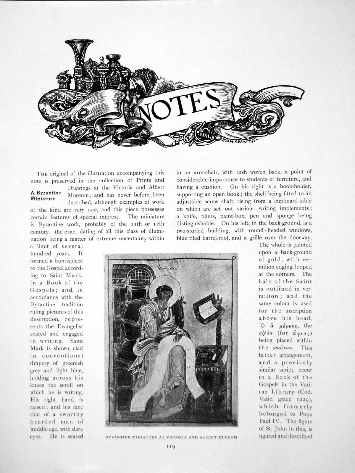 Old Print Notes Byzantine Miniature Prince Charlie'S ShieldPages 1907