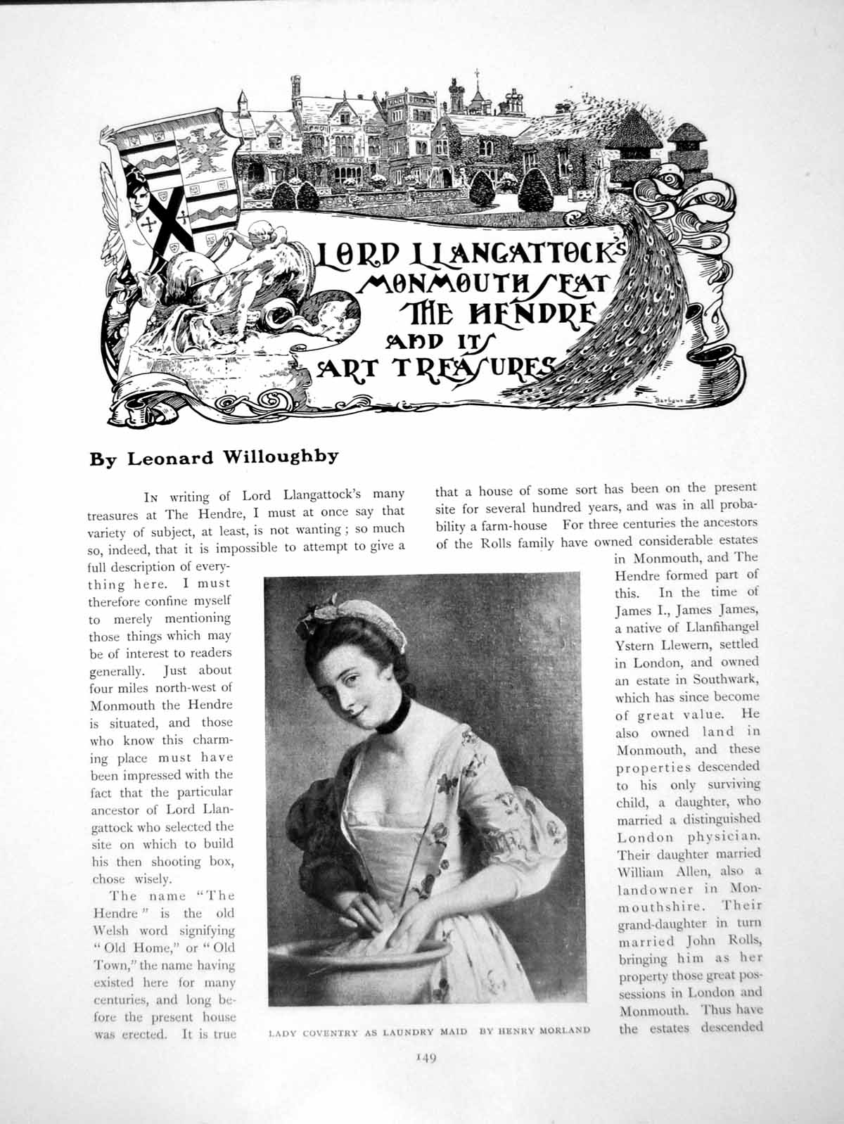 Antique Old Print Lord Llangattock'S Monmouth Seat The Hendre IiPages 1907