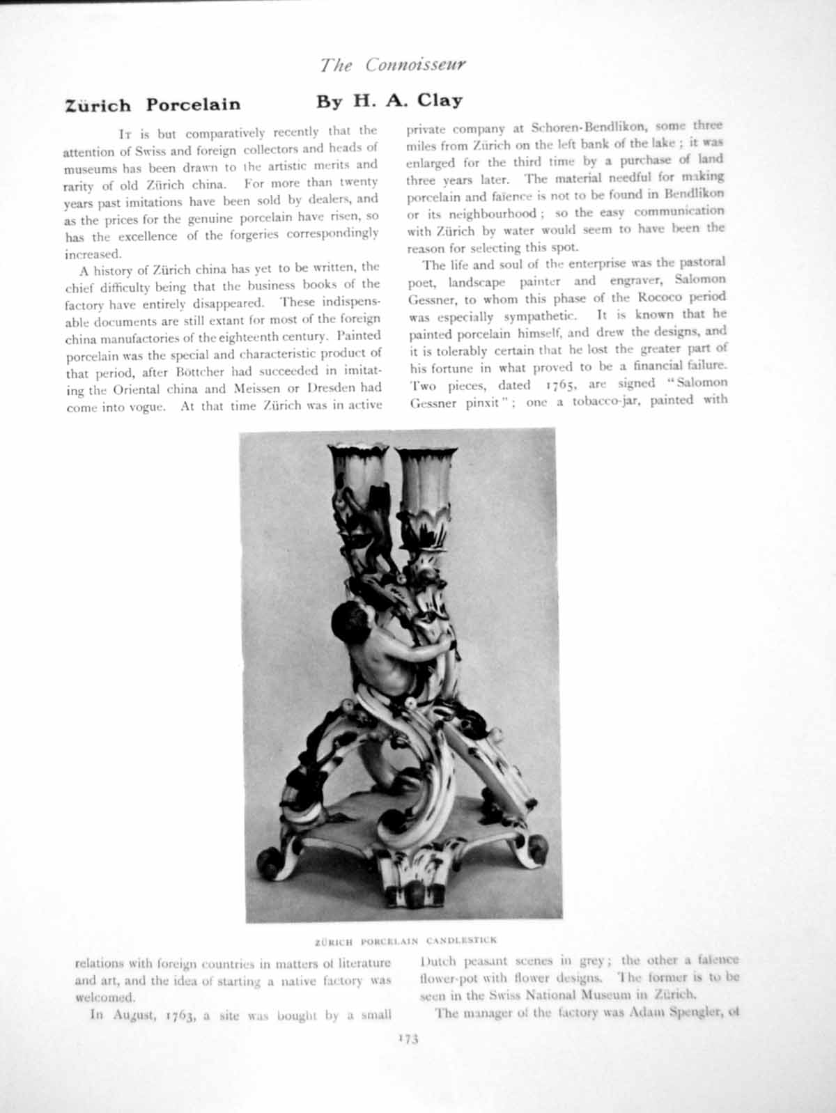 Antique Old Print Zurich Porcelain Candlestick Dish Teapot GroupPages 1907