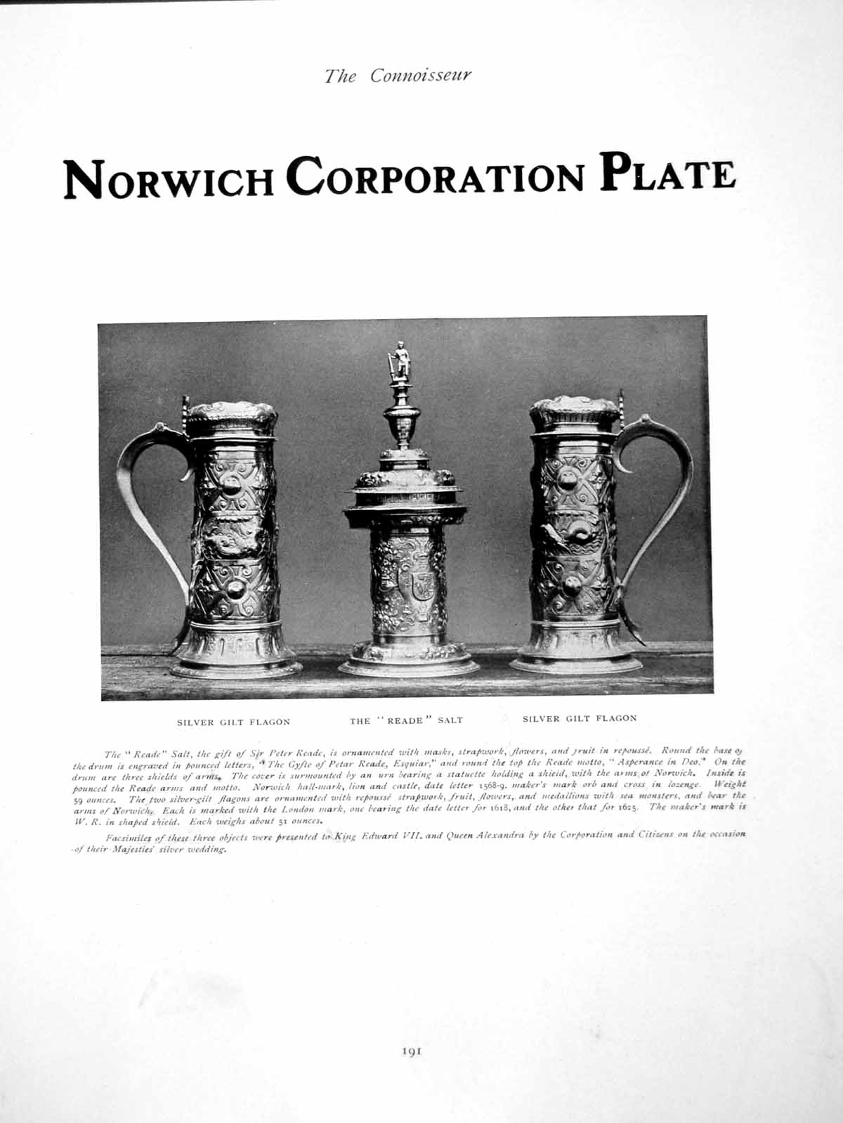 Antique Old Print Norwich Corporation Plate Silver Gilt FlagonPages 1907