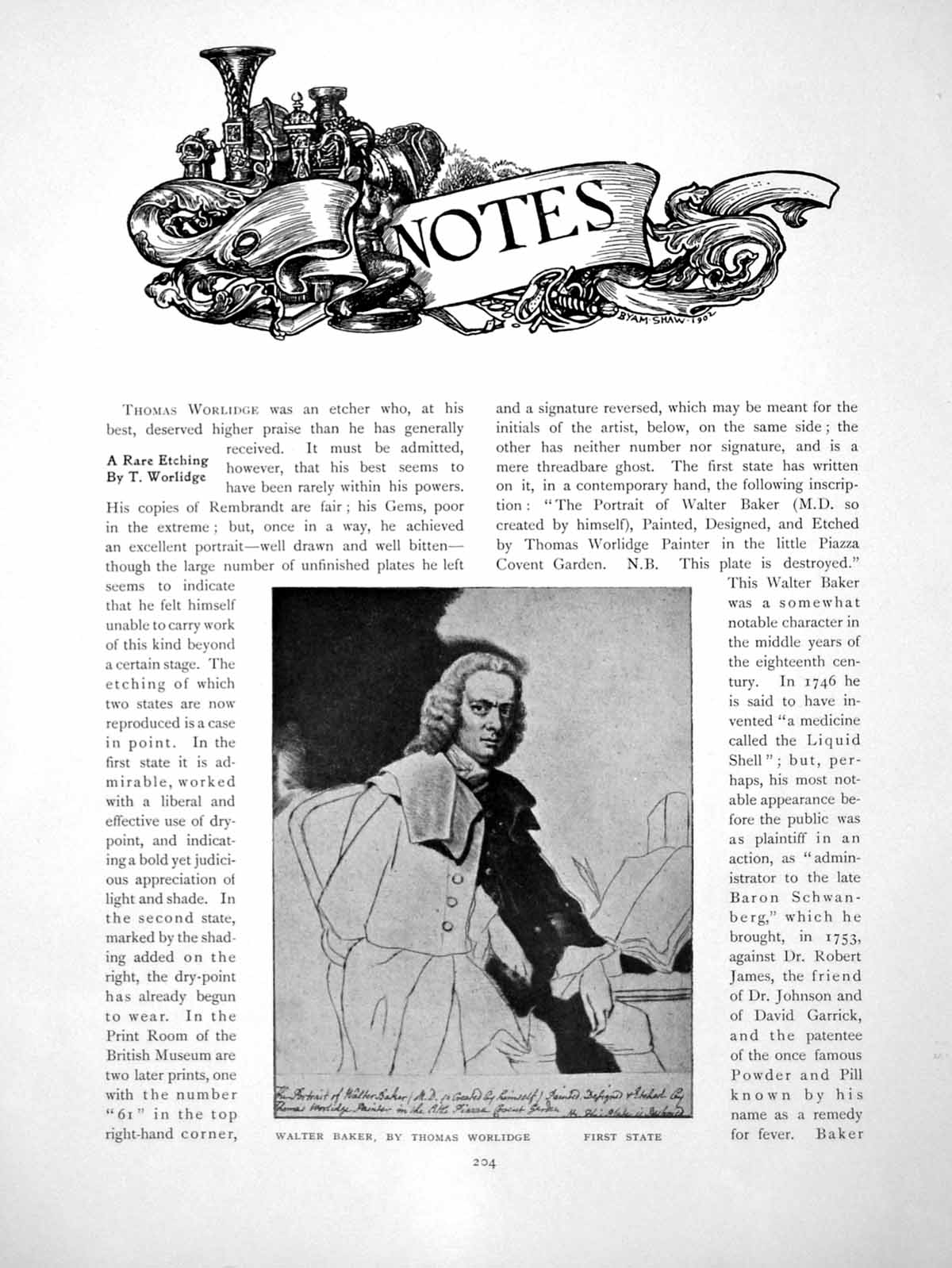 Antique Old Print Notes Rare Etching T Worlidge Miss WoolleryPages 1907