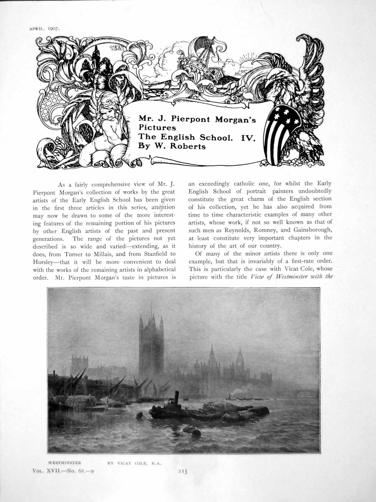 Antique Old Print Mr Jp Morgan'S Pictures The English School IvPages 1907