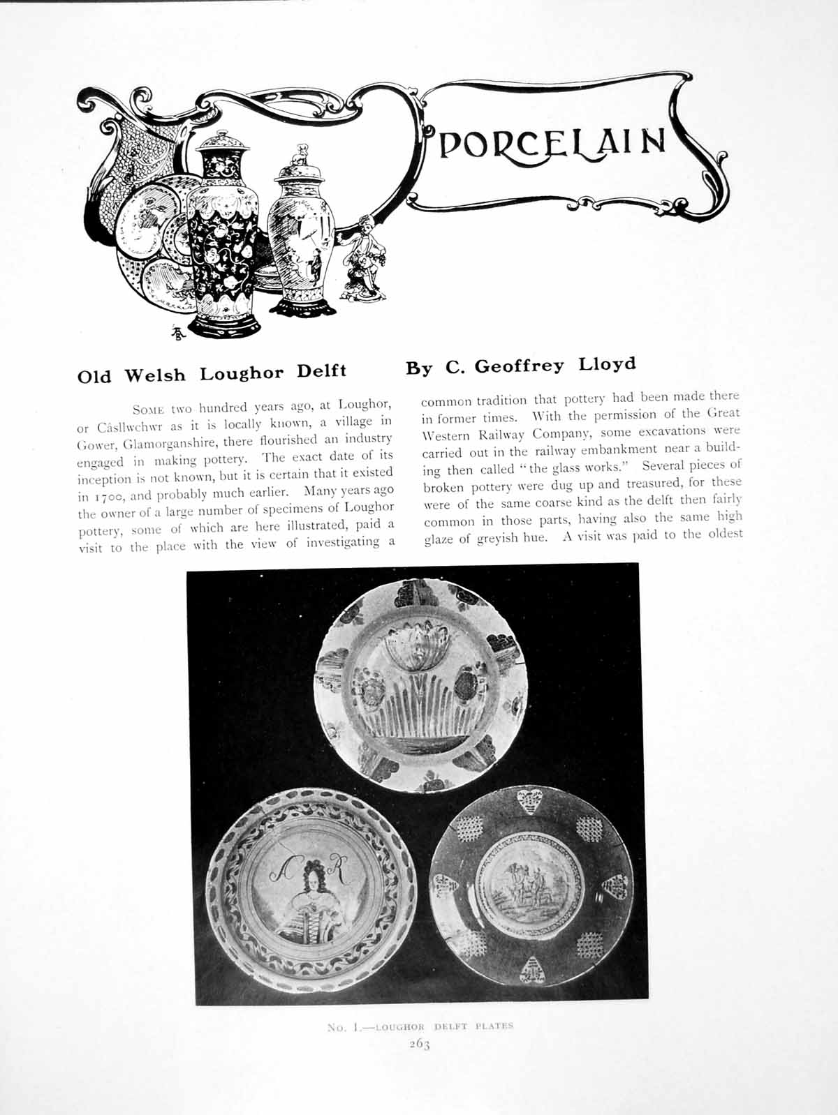 Antique Old Print Welsh Loughor Delft Plates Different PatternsPages 1907