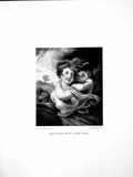 Original Old Antique Print Bacchante With Young Faun Sir Joshua Reyns 1907 20th