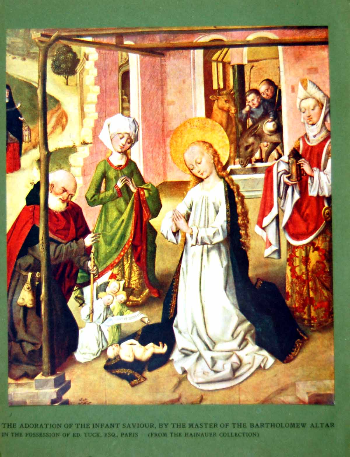 Antique Old Print Adoration Infant Saviour By Master Bartholemew Altar 1907