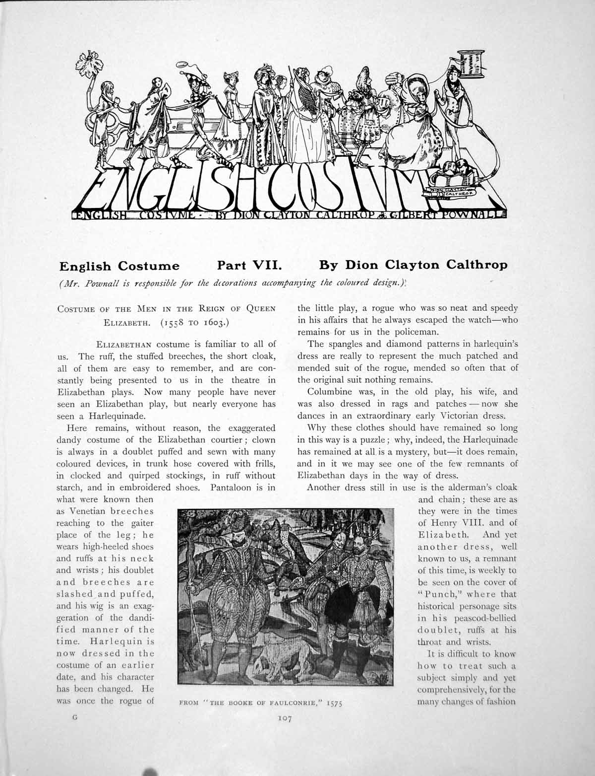 Antique Print English Costume Vii Men In Reign Queen ElizabethPages 1907