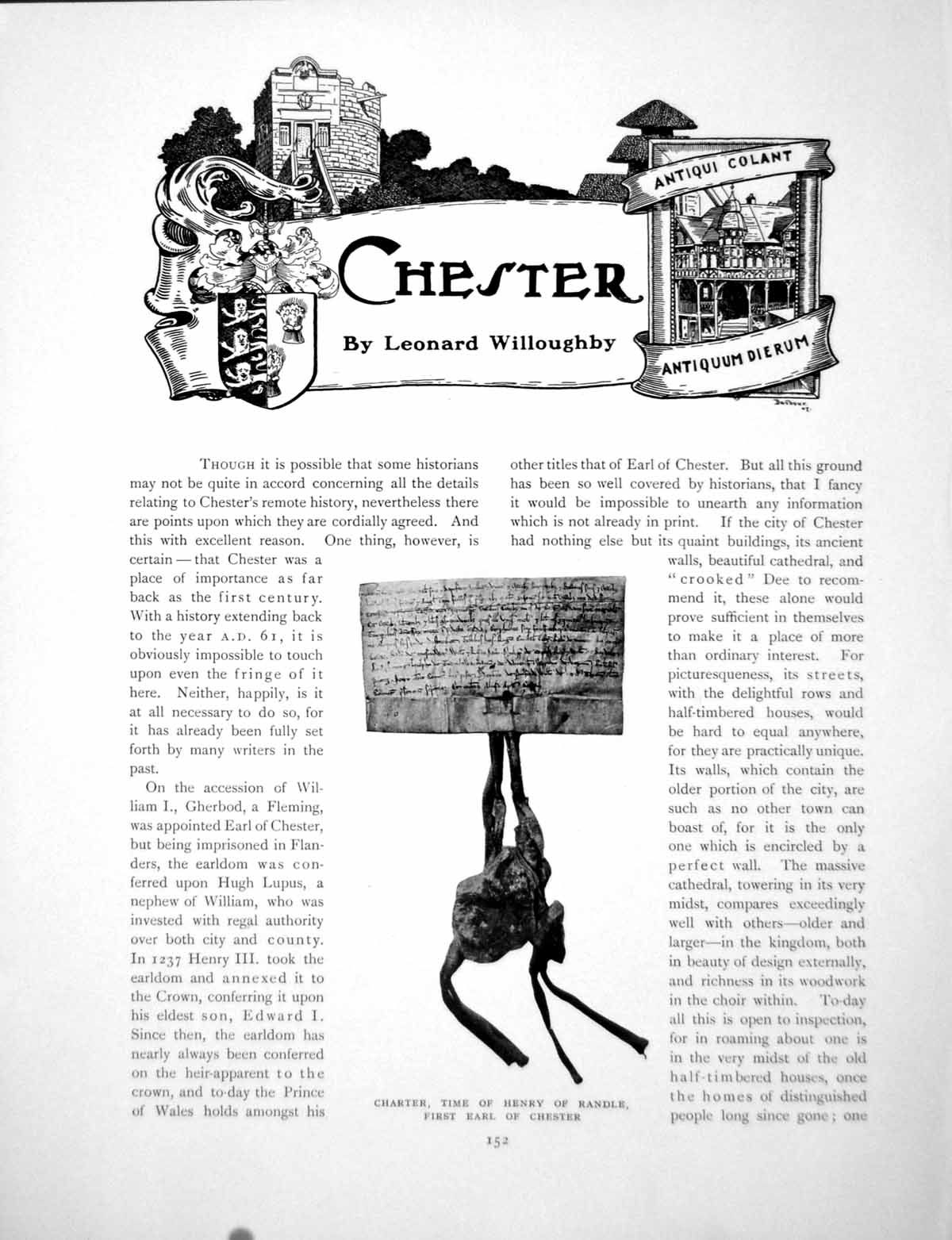 Antique Print Chester Charter Silver Seal Mayor'S Chain BadgePages 1907
