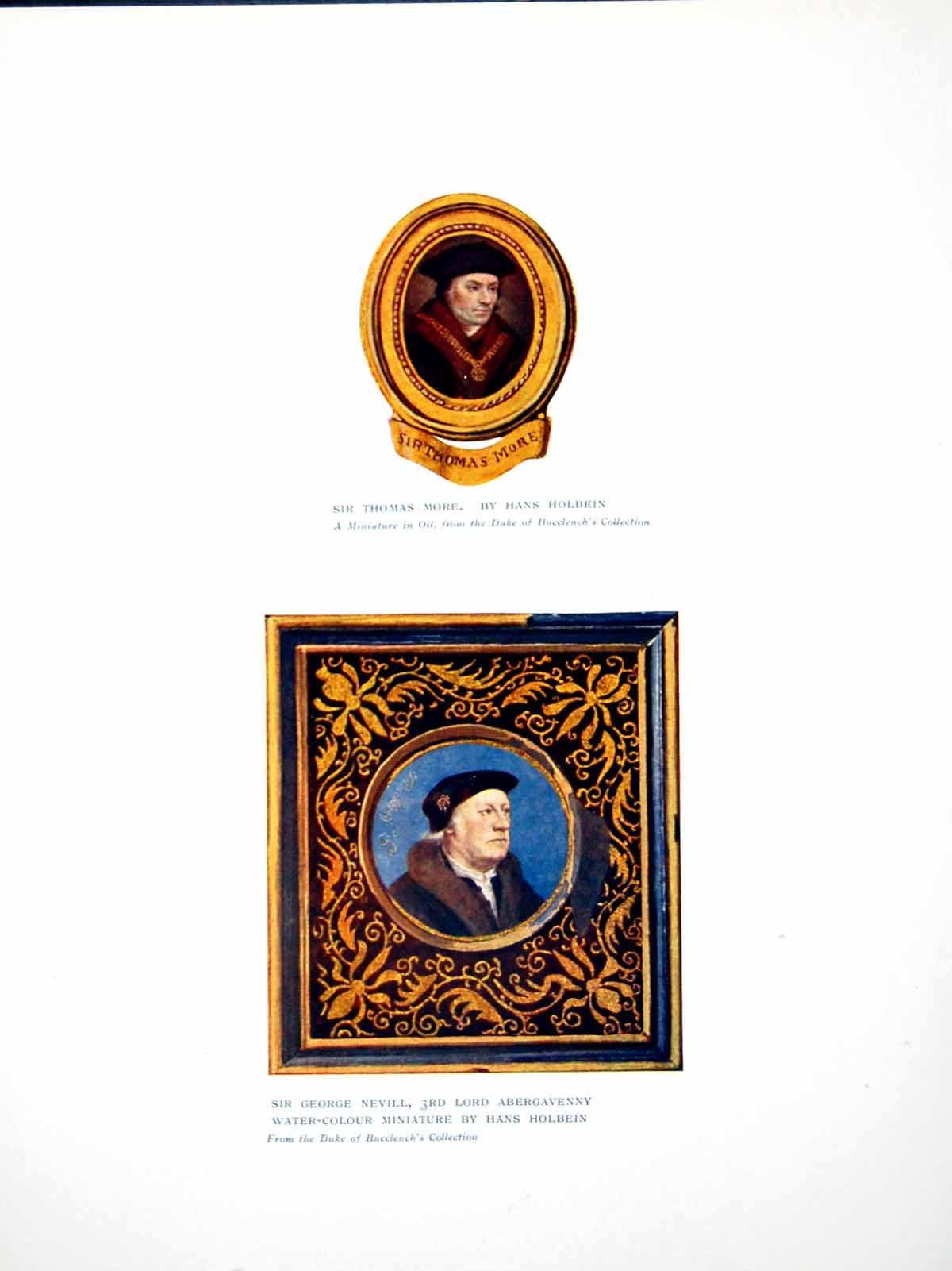 Antique Old Print Sir Thomas More Hans Holbein George Nevill Miniature 1907