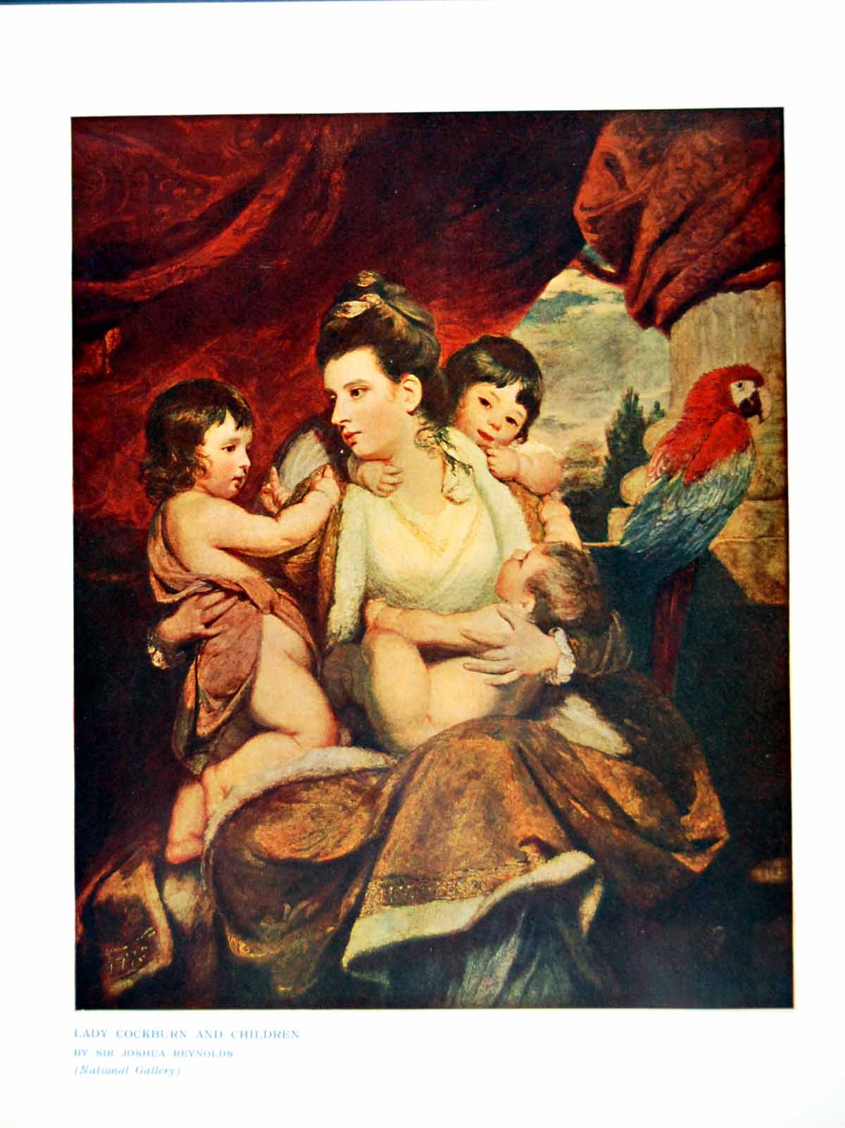 Original Old Antique Print Lady Cockburn And Children By Sir Joshua Reyns 1907