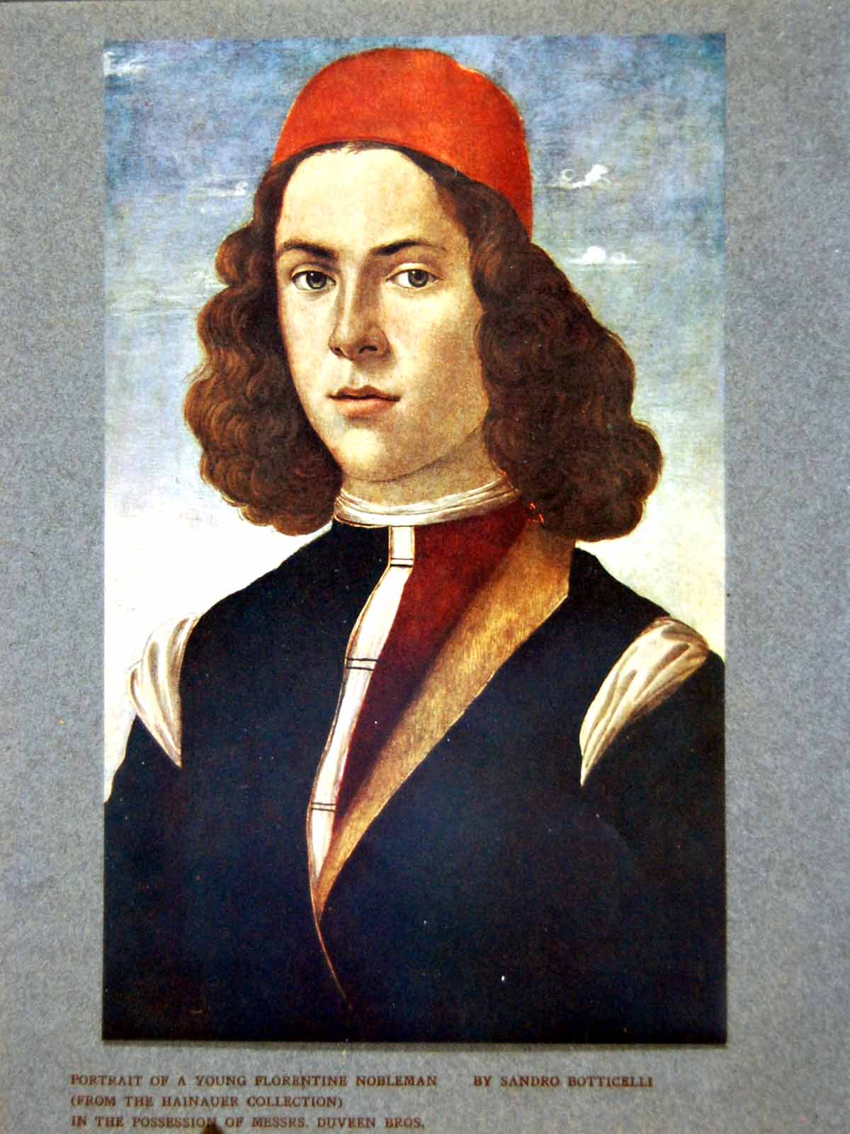 Antique Old Print Portrait Young Florentine Nobleman Sandro Botticelli 1907