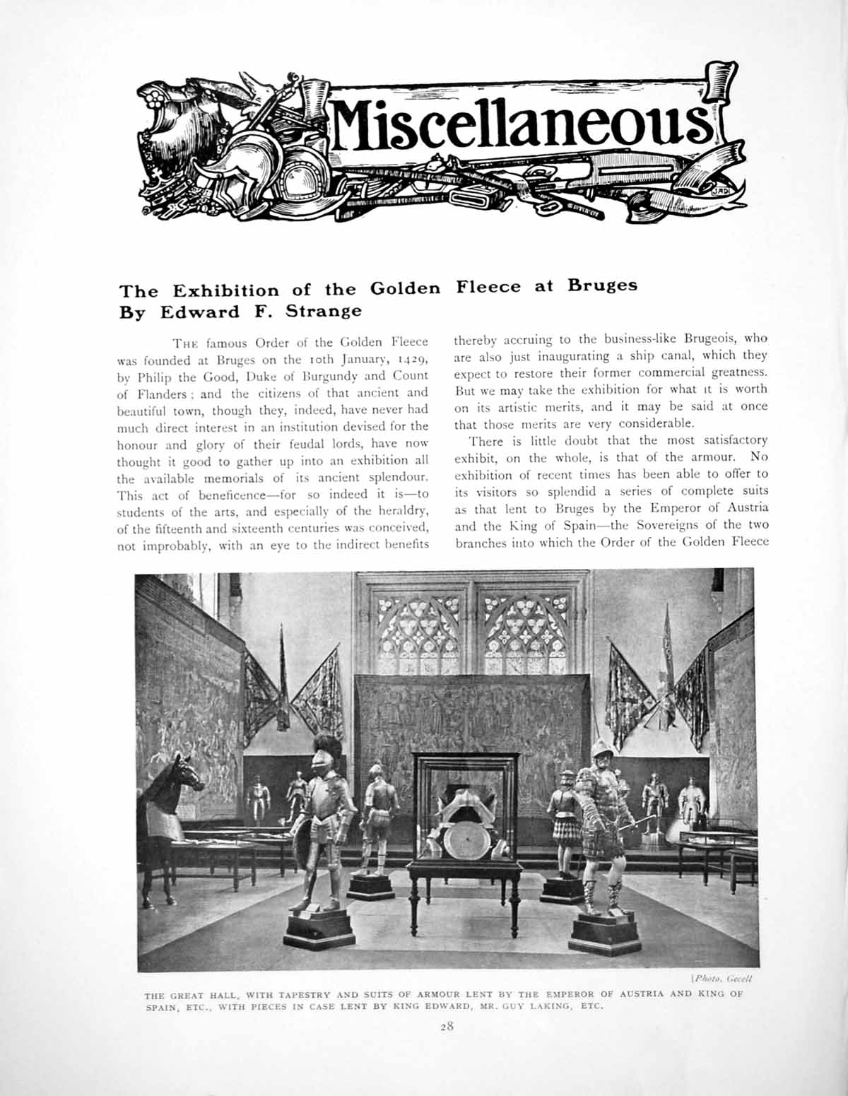 Original Old Antique Print Exhibition The Gen Fleee At BrugesPages 1907
