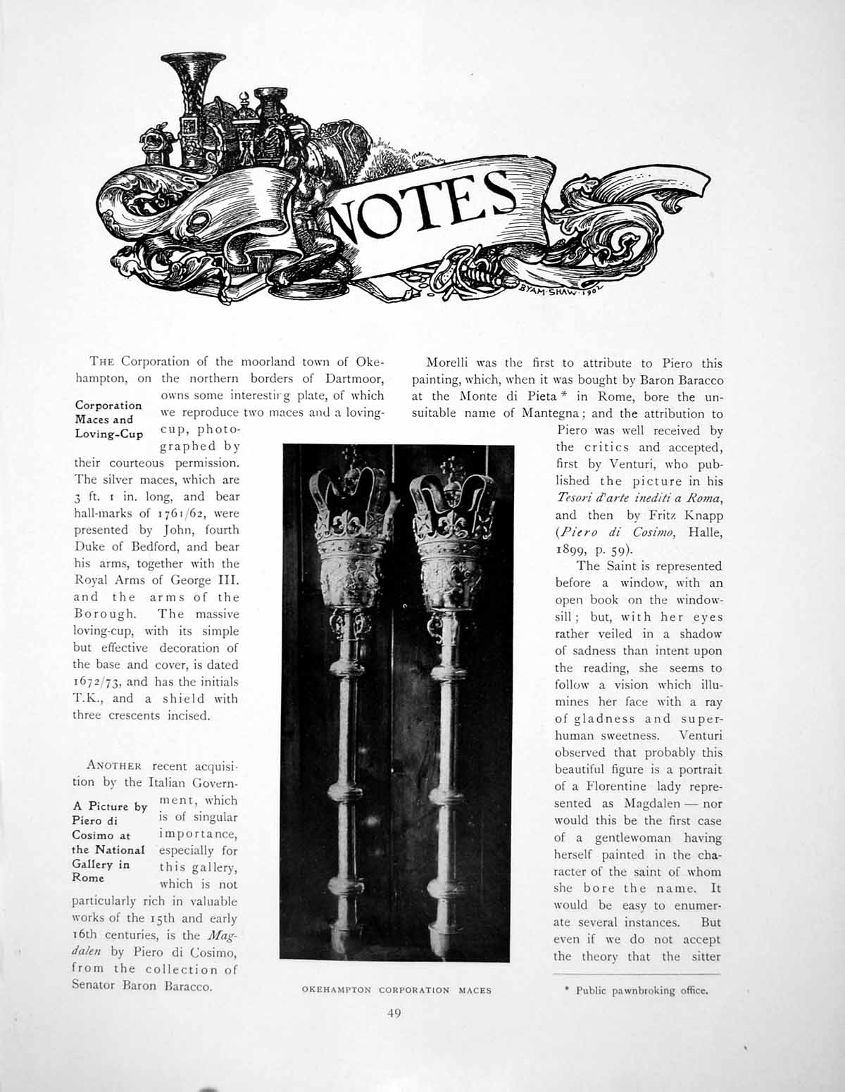 Old Antique Print Notes Okehampton Maces Napoleonic RelicsPages 1907