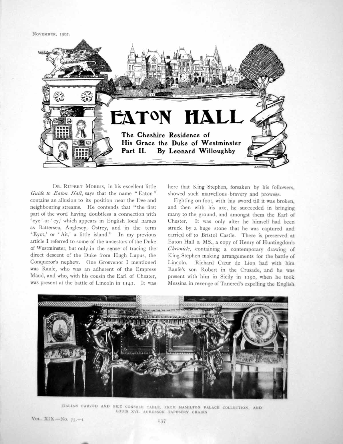 Old Print Eaton Hall Cheshire Residence Duke Westminster IiPages 1907