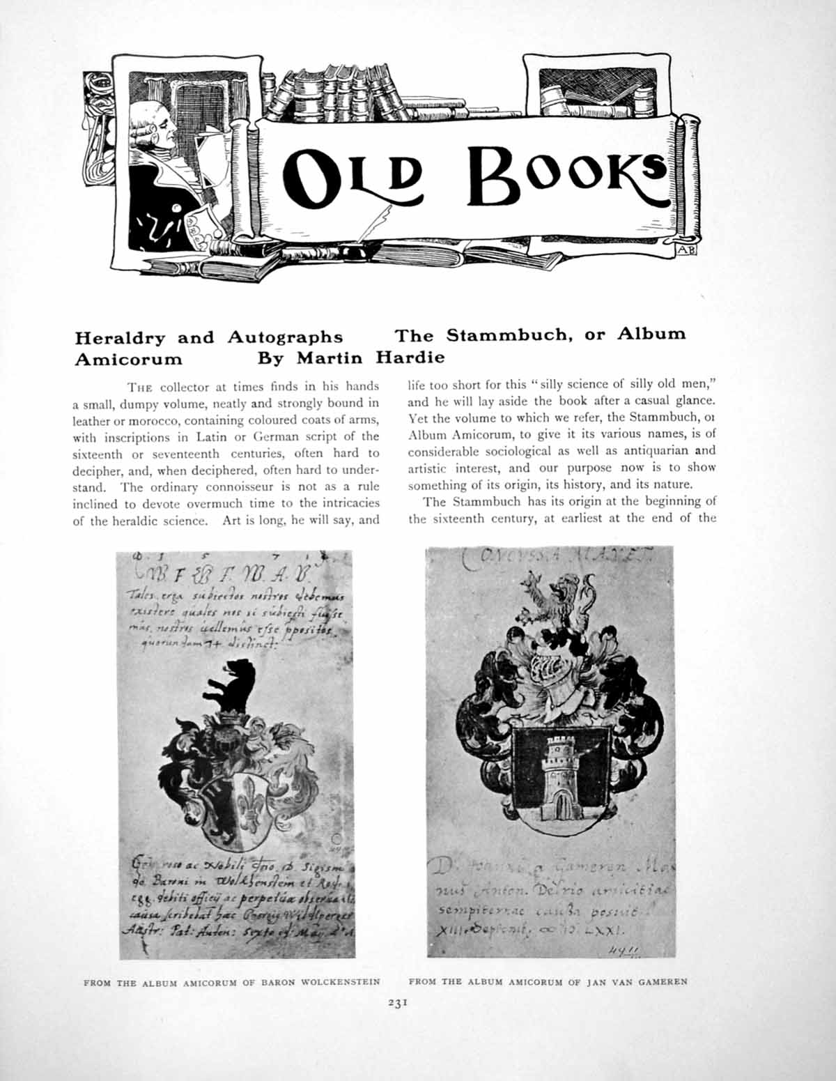 Original Old Antique Print Heraldry And Autographs The StammbuchPages 1907