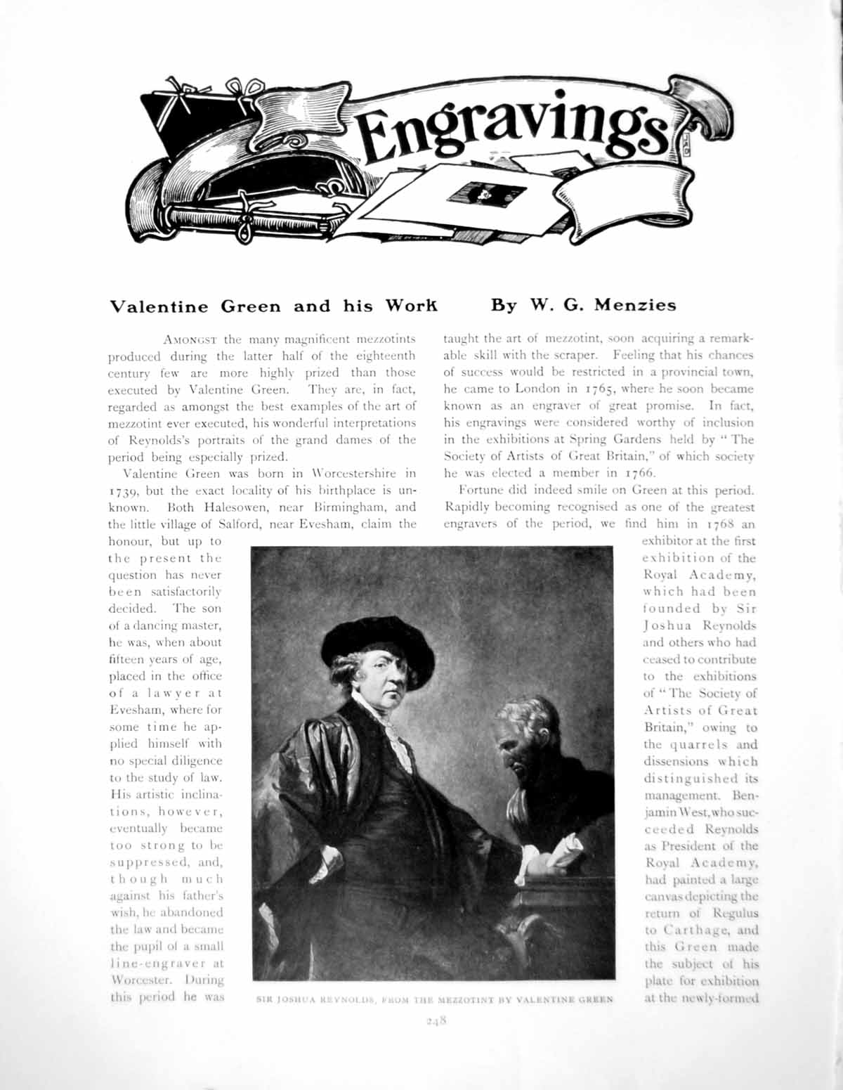 Antique Old Print Valentine Green And His Work Sir Joshua ReynsPages 1907