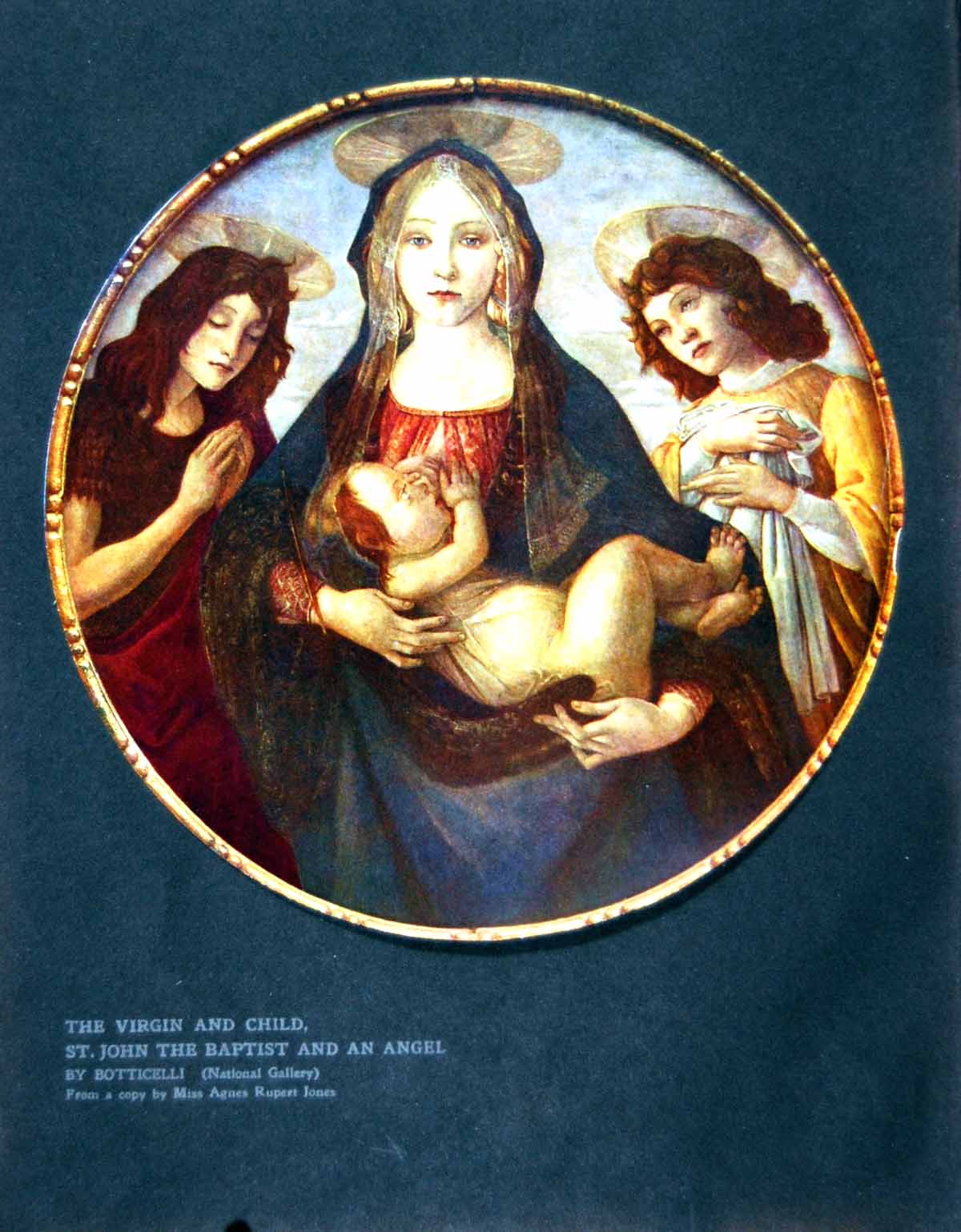 Old Print Virgin Child St. John The Baptist And An Angel Botticelli 1907 20th