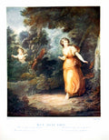 Old Antique Print Run Away Love Bare Footed Lass In Woodland Cupid 1907 20th