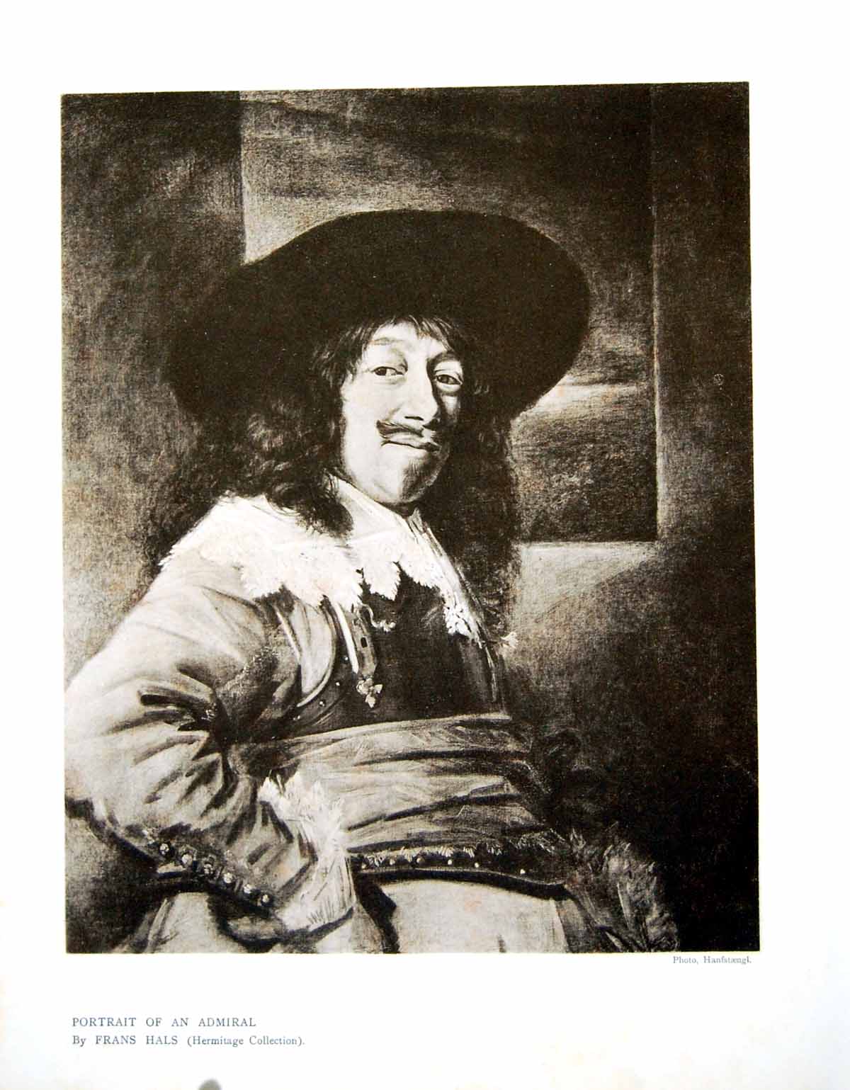 Antique Old Print Portrait An Admiral Frans Hals Lace Collar Sash Hat 1907 20th