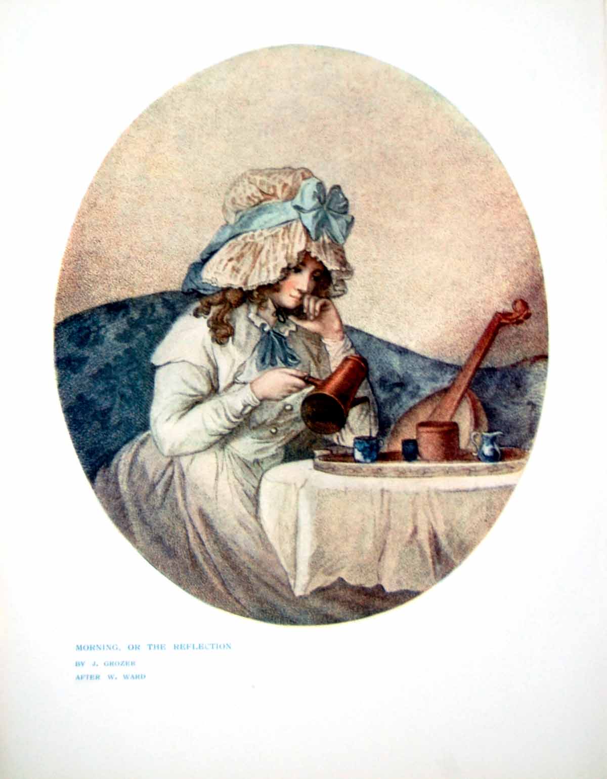 Original Old Antique Print Morning Or The Reflection J Grozer After W Ward 1907