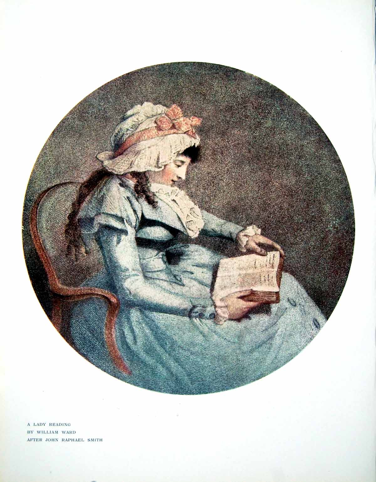 Antique Print A Lady Reading By William Ward After John Raphael Smith 1907 20th