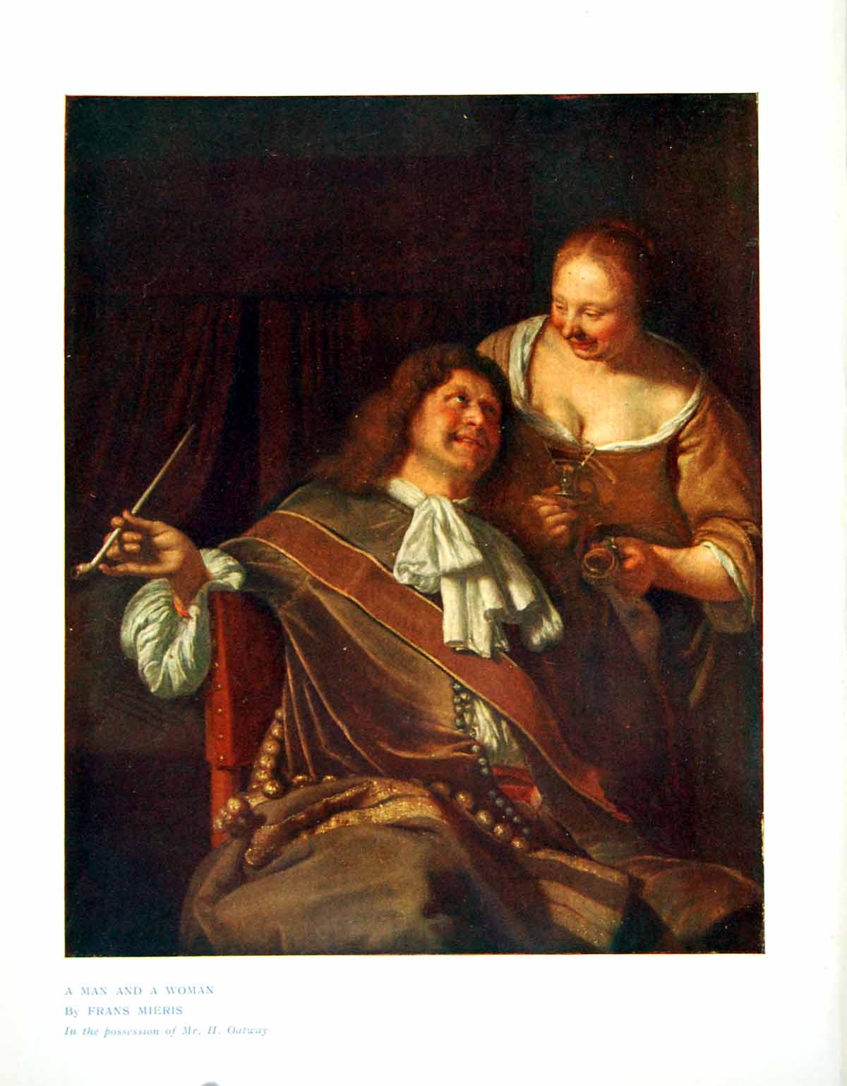 Antique Print A Man And A Woman By Frans Mieris Possession Mr H Oatway 1907