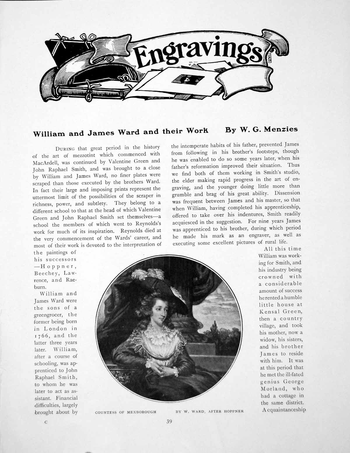 Antique Old Print William & James Ward & Their Work EngravingsPages 1908