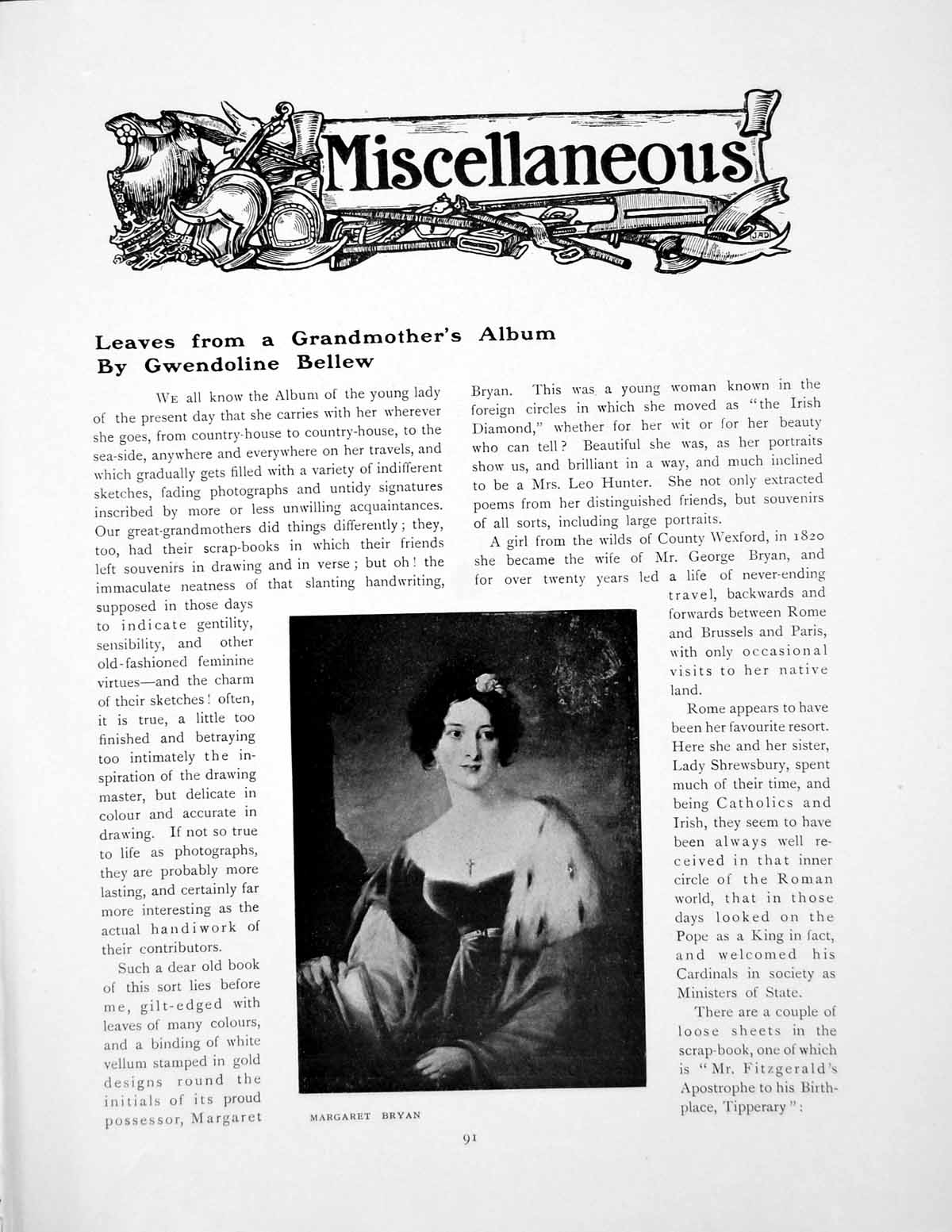 Old Antique Print Leaves From A Grandmother'S Album M BryanPages 1908