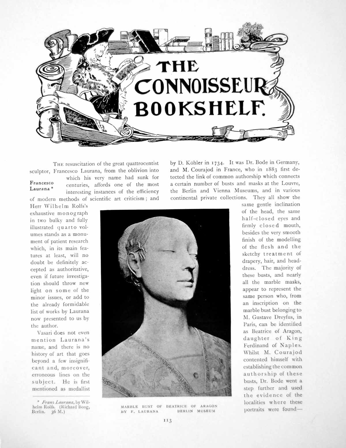 Old Antique Print Bookshelf Marble Bust John Van Eyck RobertPages 1908