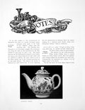 Antique Old Print Notes Lowestoft Teapot Cardinal Portrait GirlPages 1908
