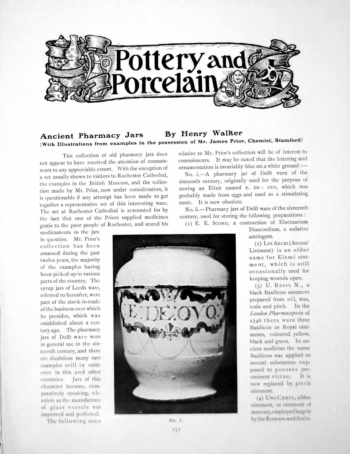 Antique Old Print Pottery And Porcelain Ancient Pharmacy JarsPages 1908