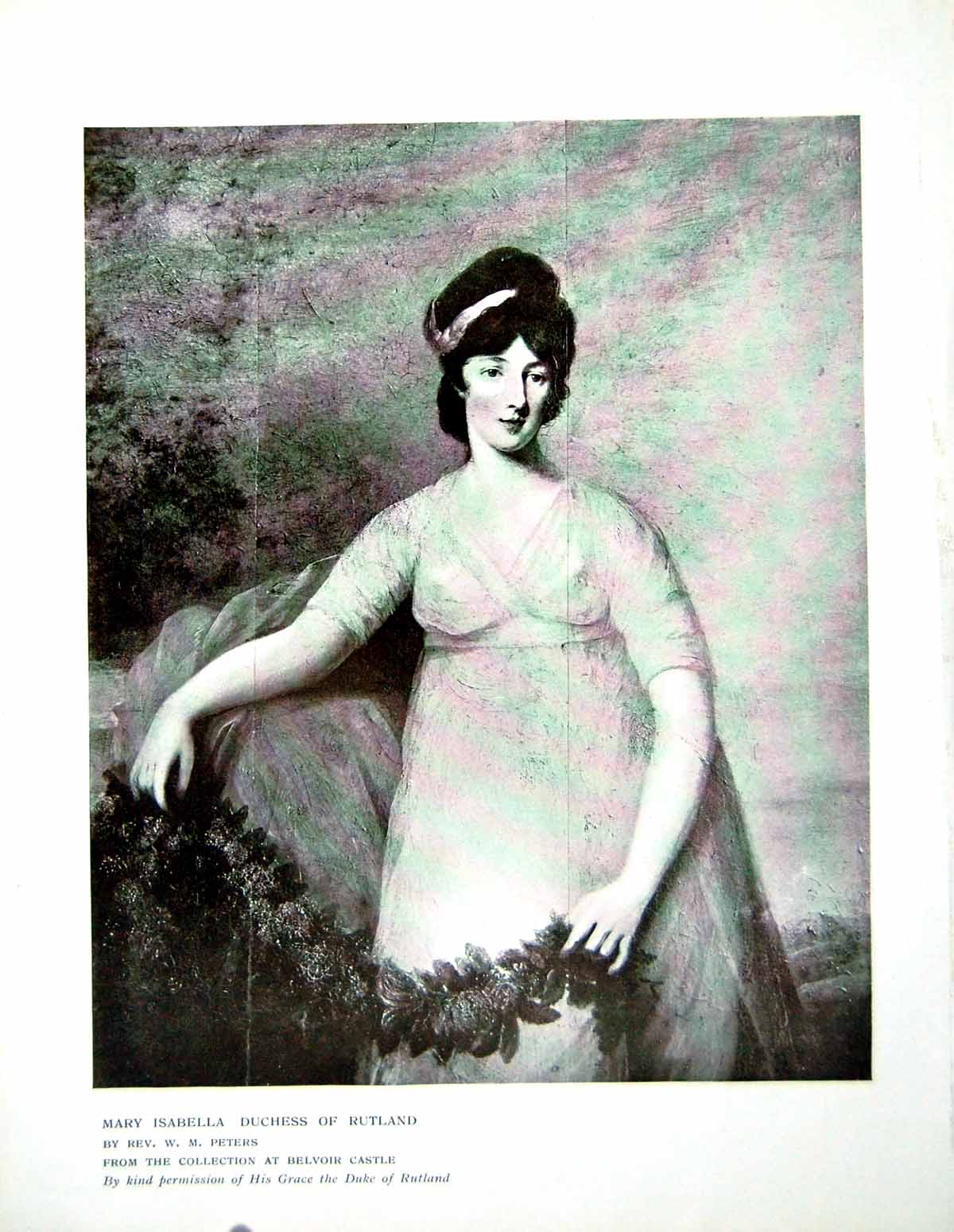 Original Old Antique Print Mary Isabella Duchess Rutland Rev Wm Peters 1908