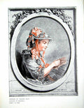 Antique Old Print Portrait Madame Huet Engraved Demarteau After Jb Huet 1908