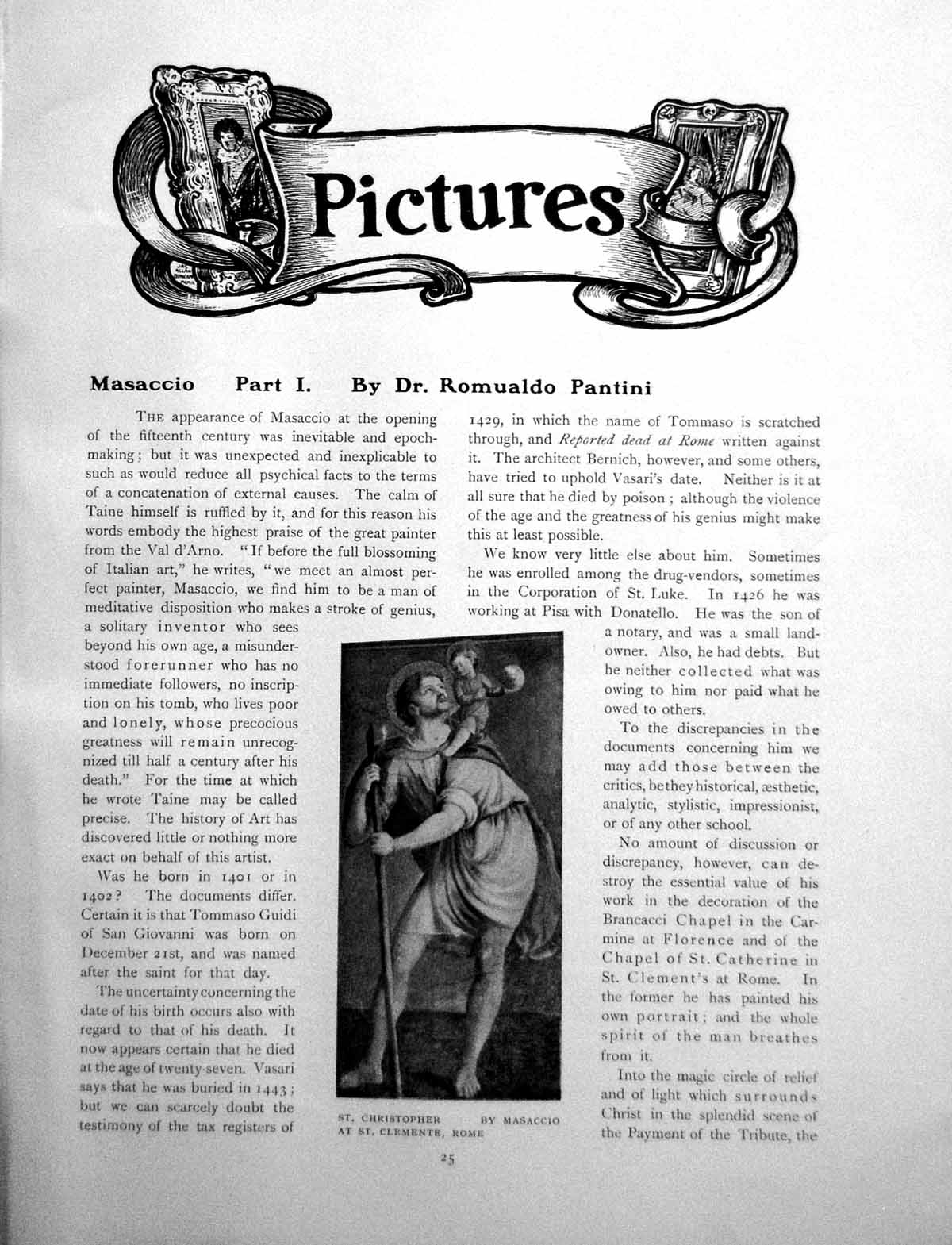 Old Print Masaccio PtSt Christopher The Archangel GabrielPages 1908