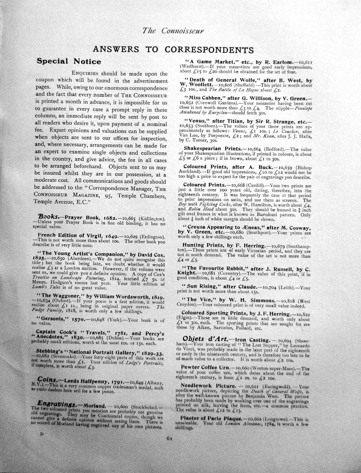 Antique Print Answers To Correspondents Books Coins EngravingsPage 1908
