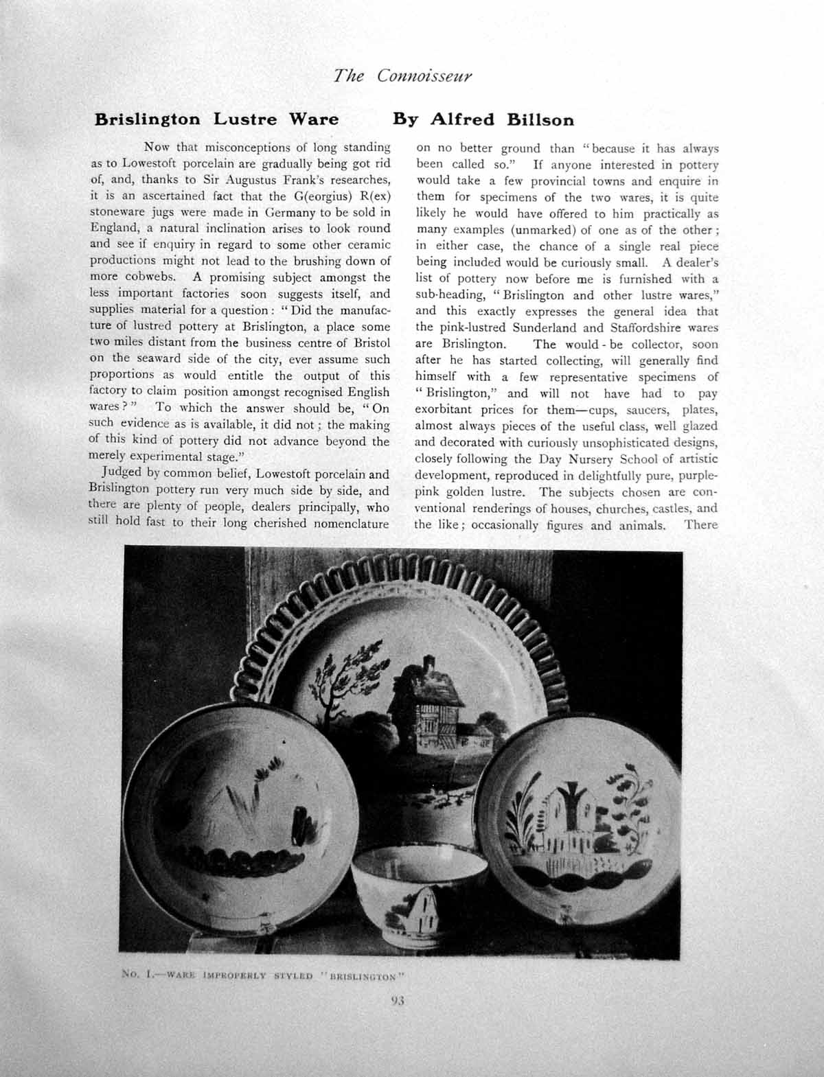 Antique Old Print Brislington Lustre Ware Dish Improperly StyledPages 1908