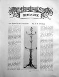Old Print The Craft The Ironsmith C16Th Italian Tripod StandPages 1908