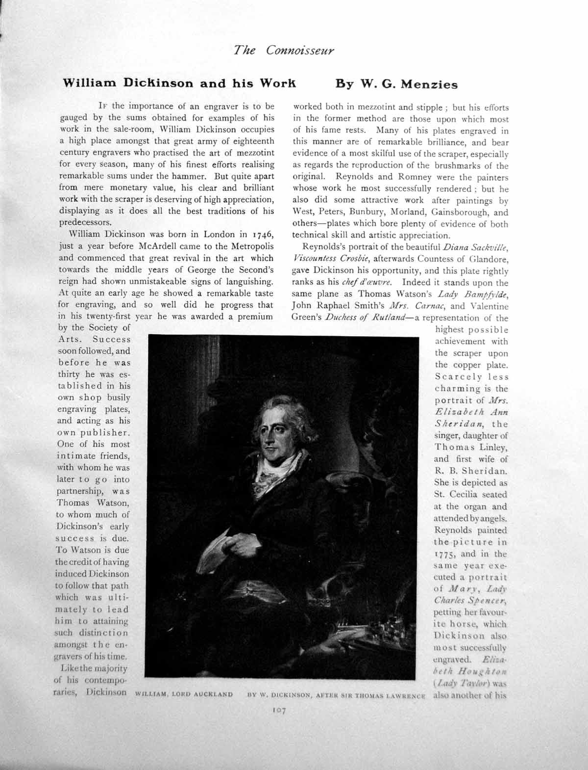 Antique Old Print William Dickinson And His Work Lord AucklandPages 1908