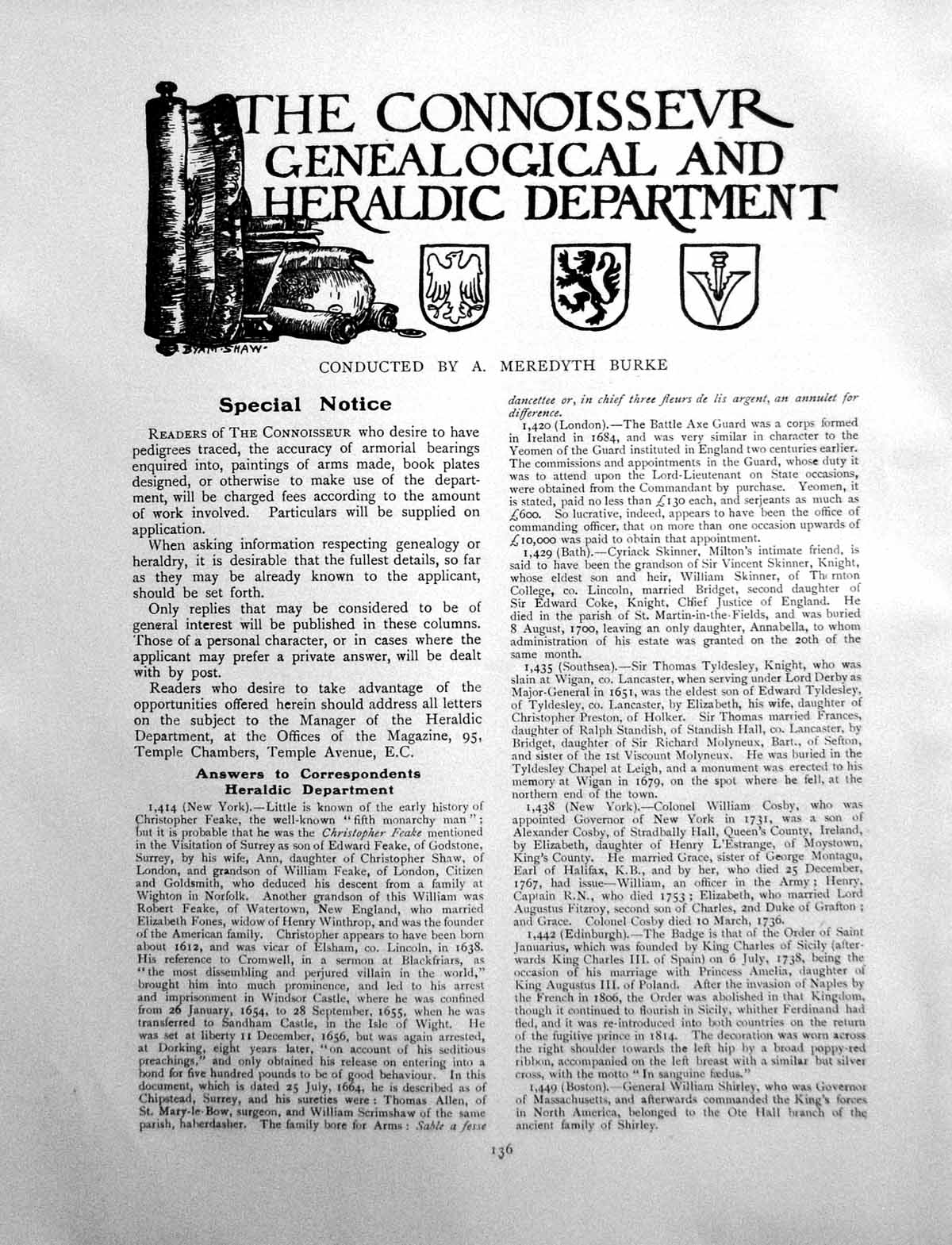 Antique Old Print Genealogical Heraldic Dept Chinese Vase PiecesPages 1908