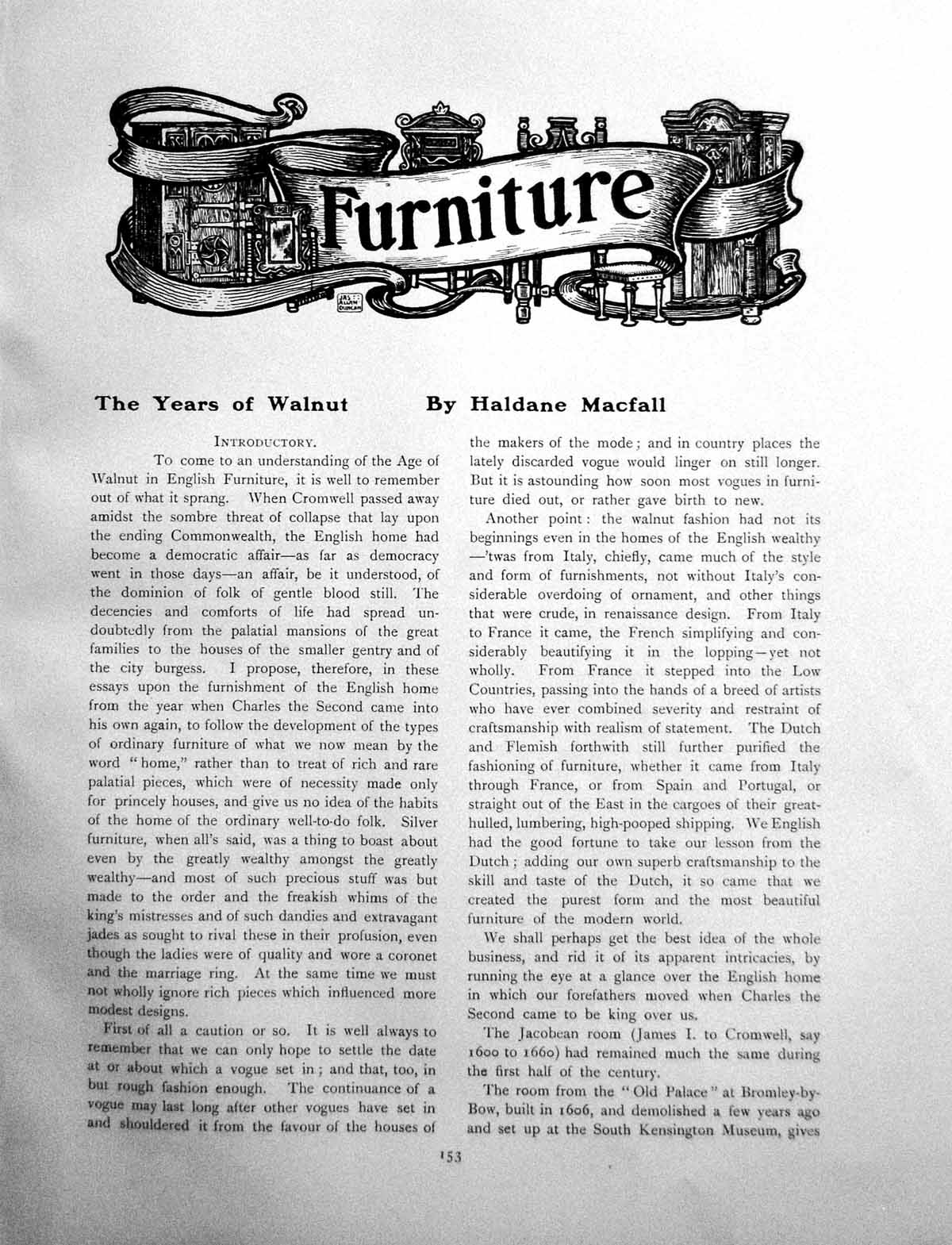 Antique Old Print Walnut Furniture Chairs Day-Bed Oak Red VelvetPages 1908