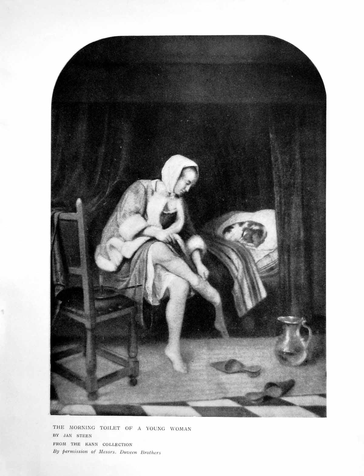 Antique Old Print Morning Toilet Young Woman Jan Stern Kann Collection 1908