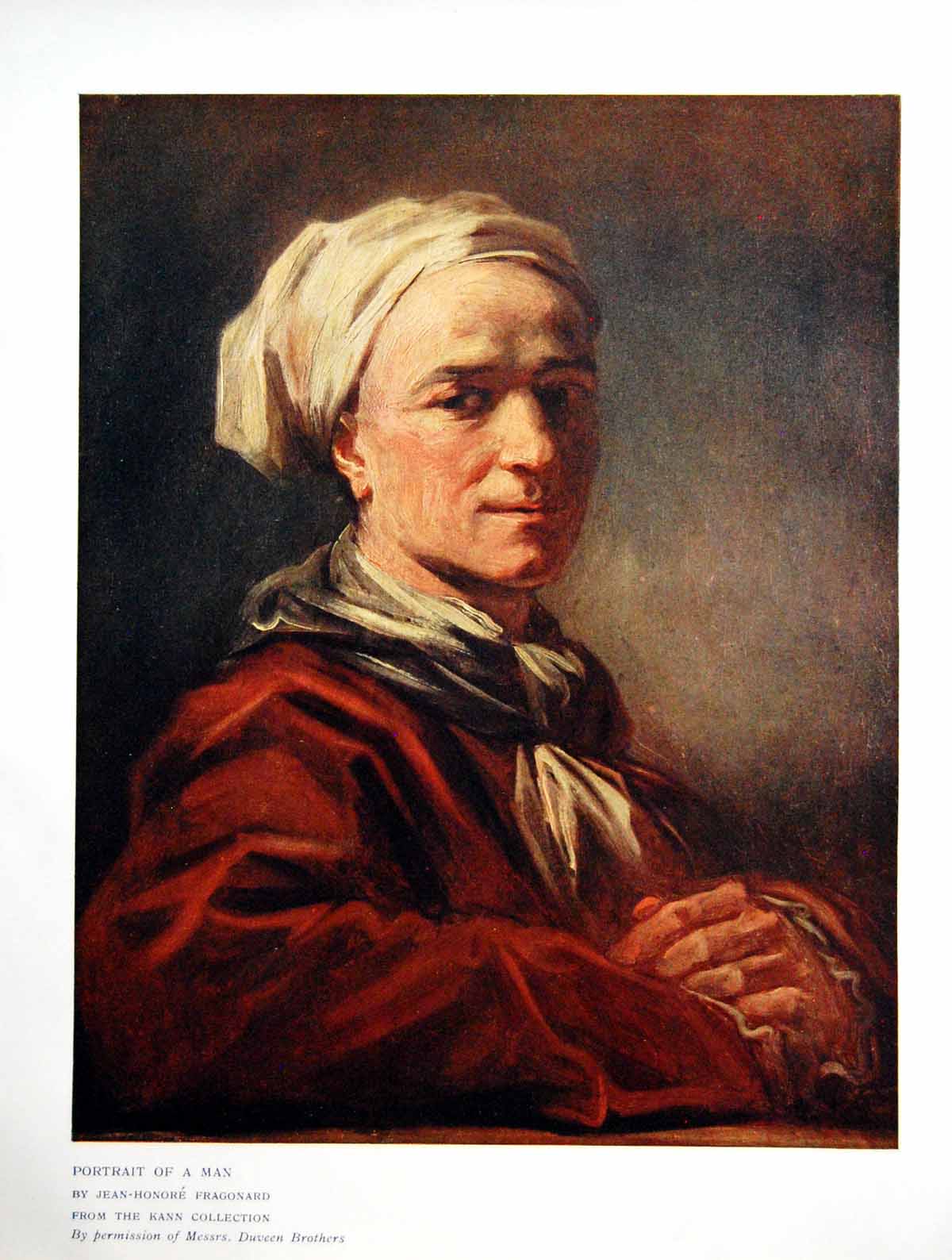 Old Antique Print Portrait Man Jean-Honore Fragonard Kann Collection 1908 20th