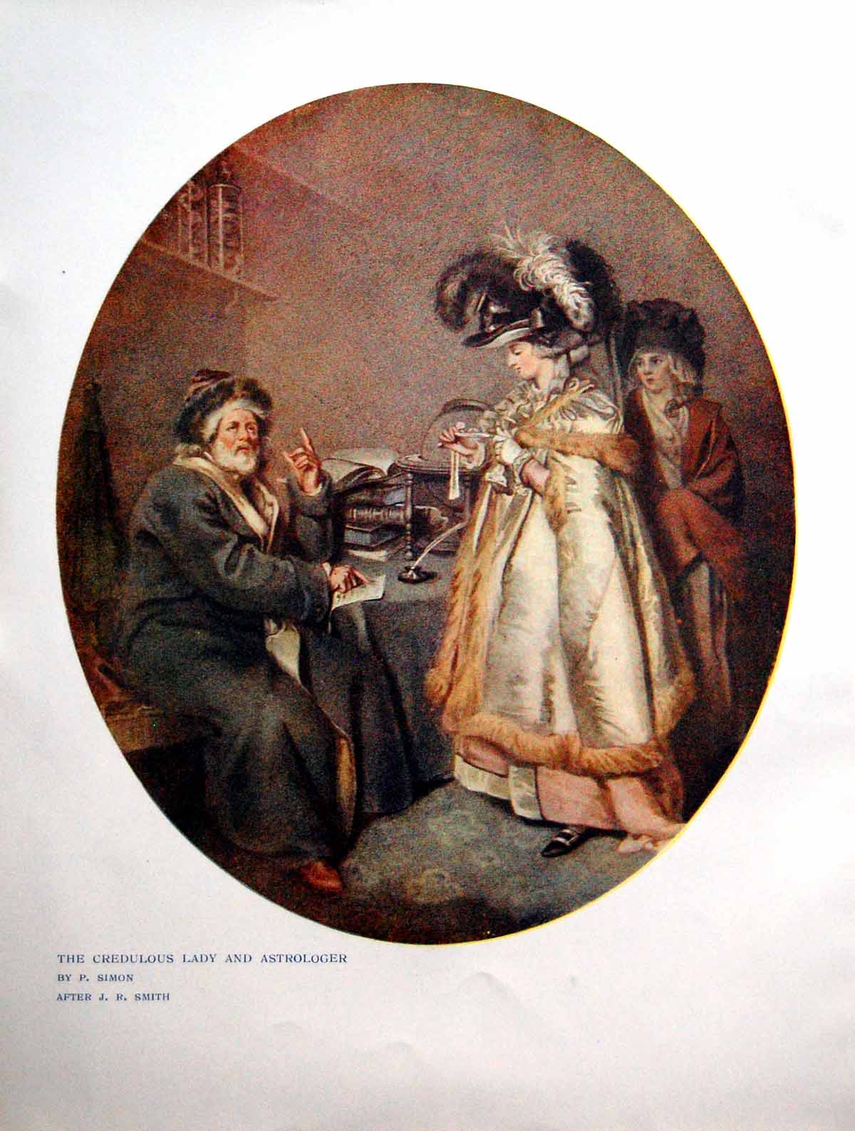 Antique Print The Credulous Lady And Astologer P Simon After Jr Smith 1908 20th