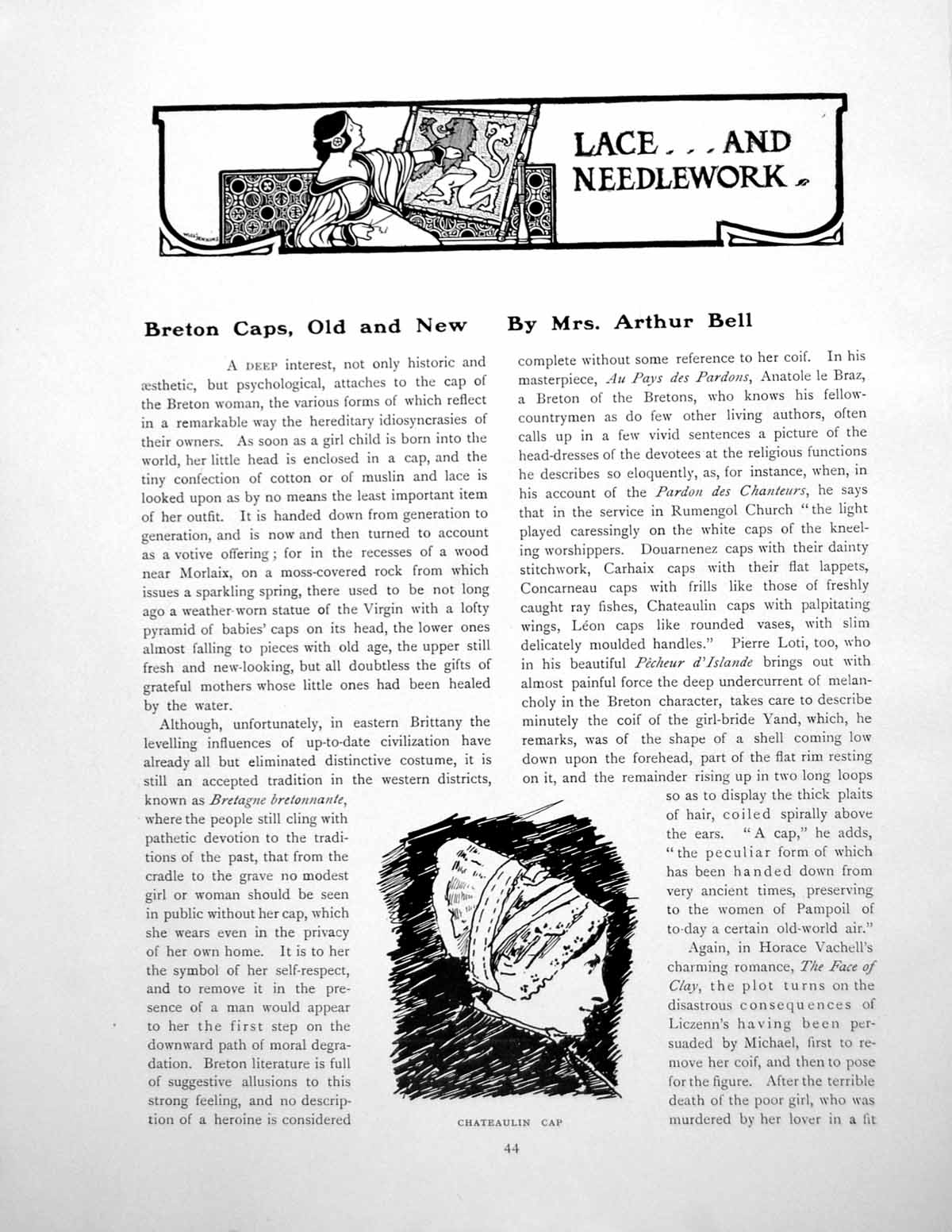 Antique Old Print Breton Caps And New Chateaulin Vitre St. BrieucPages 1909