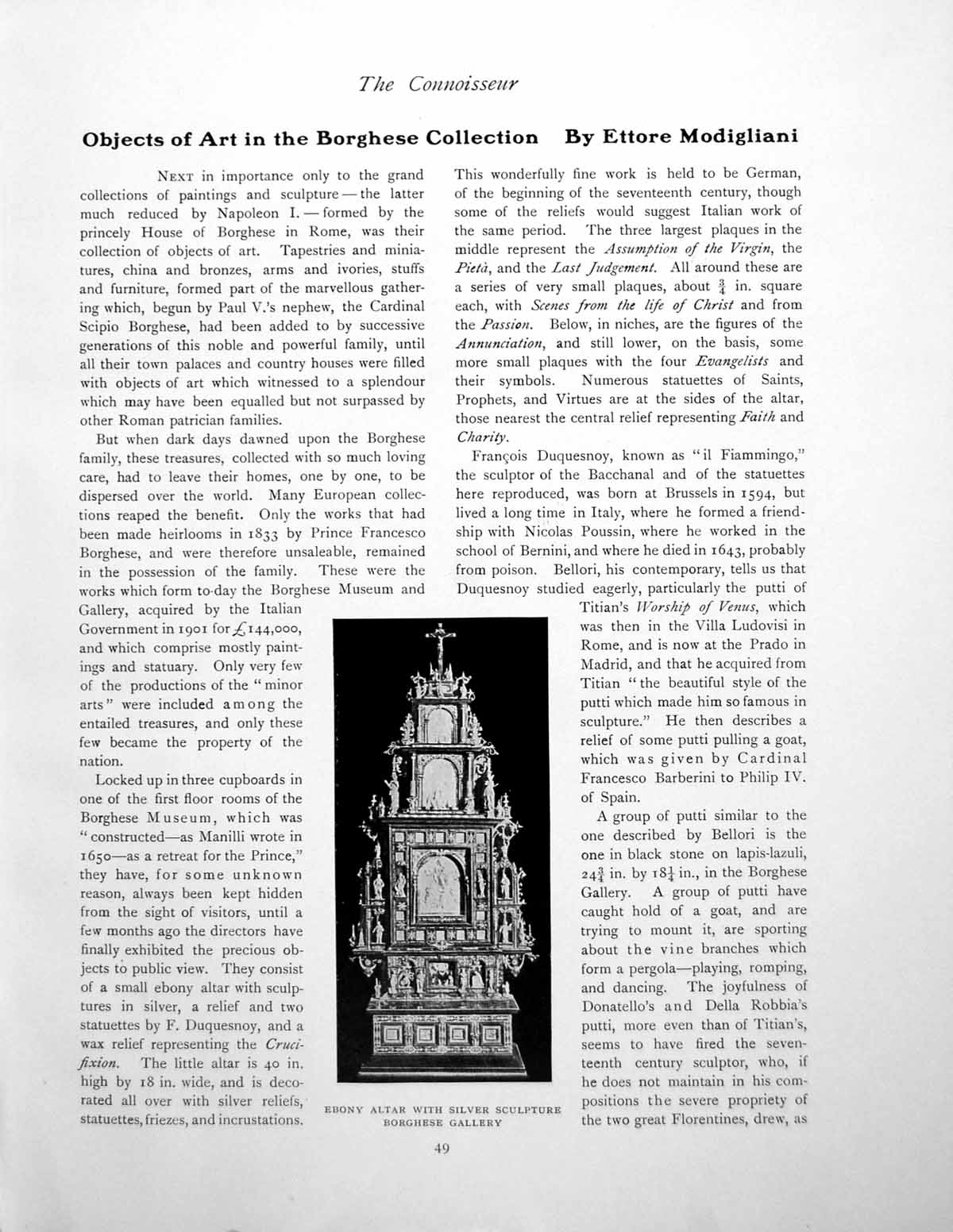 Antique Old Print Objects Art In The Borghese Collection AltarPages 1909