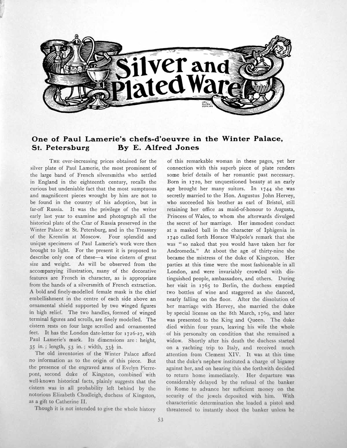Old Print One Paul Lamerie'S Chefs-D'Oeuvre In Winter PalacePages 1909